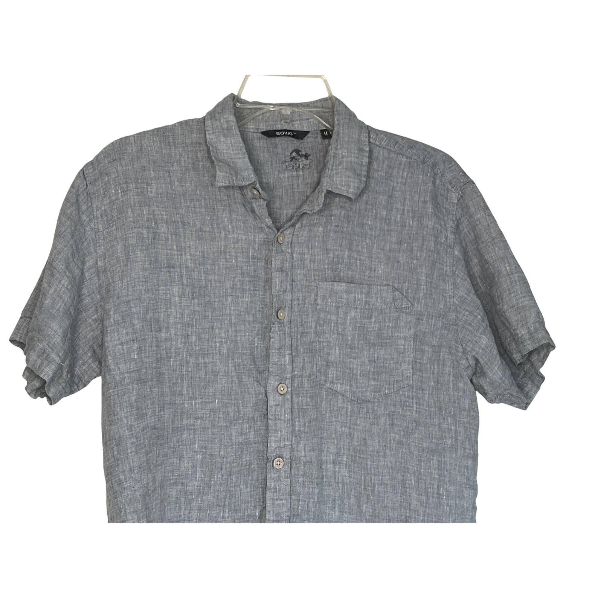 Other Bohio Mens Gray Linen Short Sleeve Button-Down Shirt M 32g Size US M / EU 48-50 / 2 - 3 Thumbnail