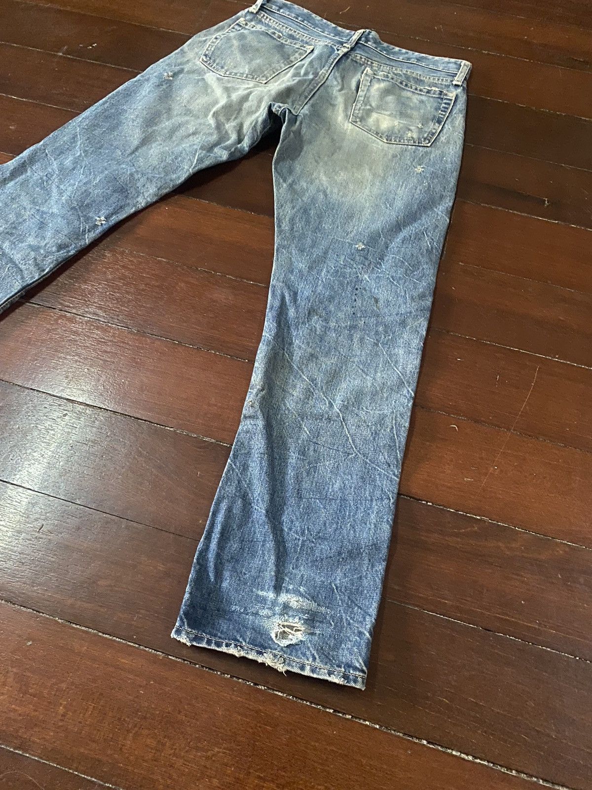 Blue Blue Japan FIRE 🔥 BLUE BLUE JAPAN SASHIKO BORO STITCH DISTRESSED Size US 32 / EU 48 - 14 Thumbnail