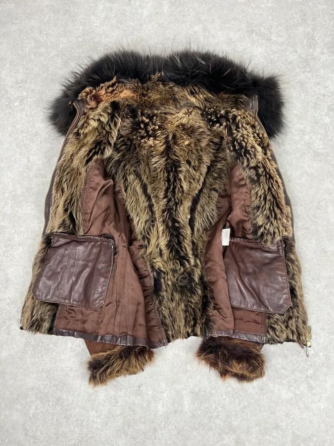 Roberto Cavalli 2000s Roberto Cavalli Brown Fur Leather Jacket Size S / US 4 / IT 40 - 7 Thumbnail