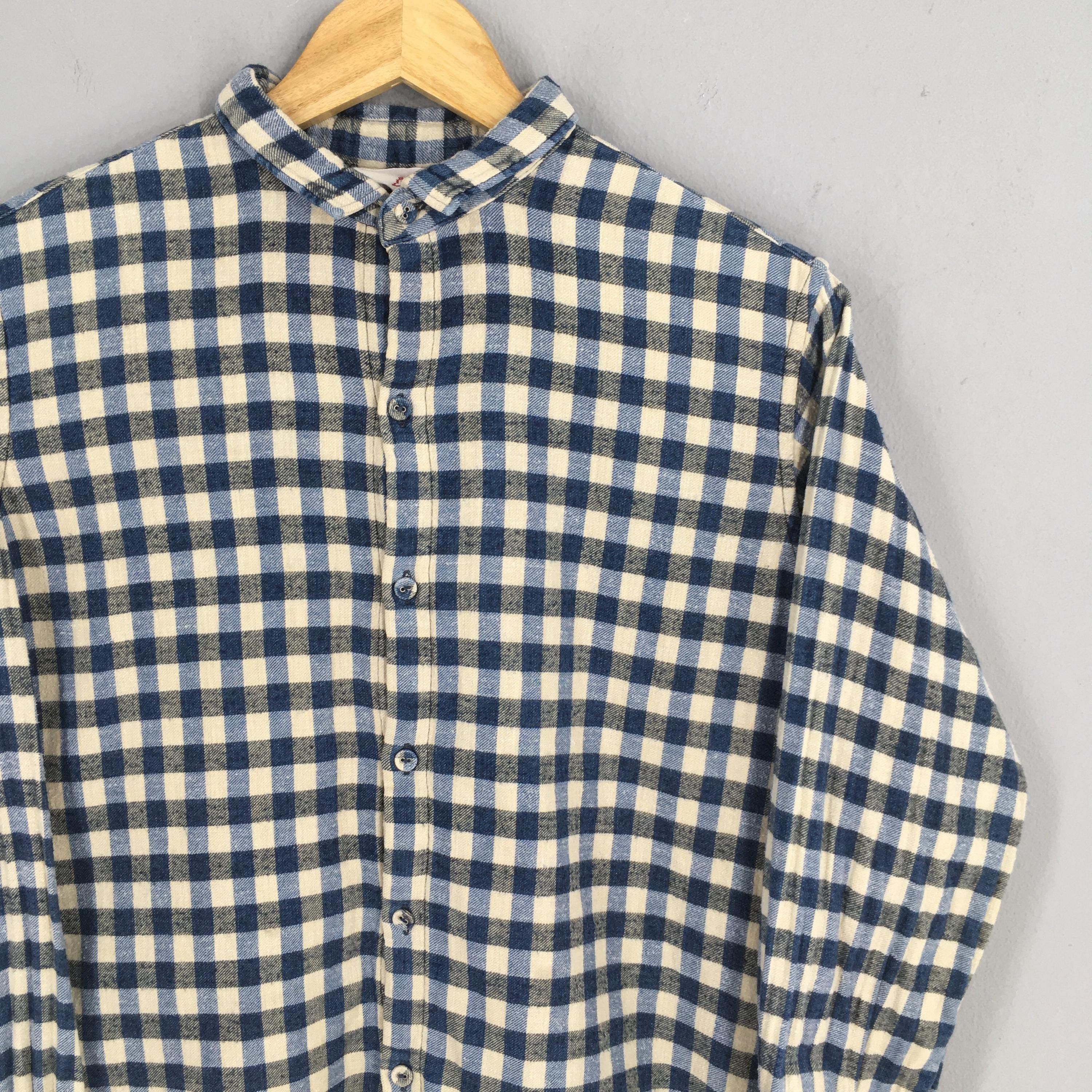 45rpm Vintage 45 RPM Studio Blue Checkered Shirt Medium Size US M / EU 48-50 / 2 - 2 Thumbnail
