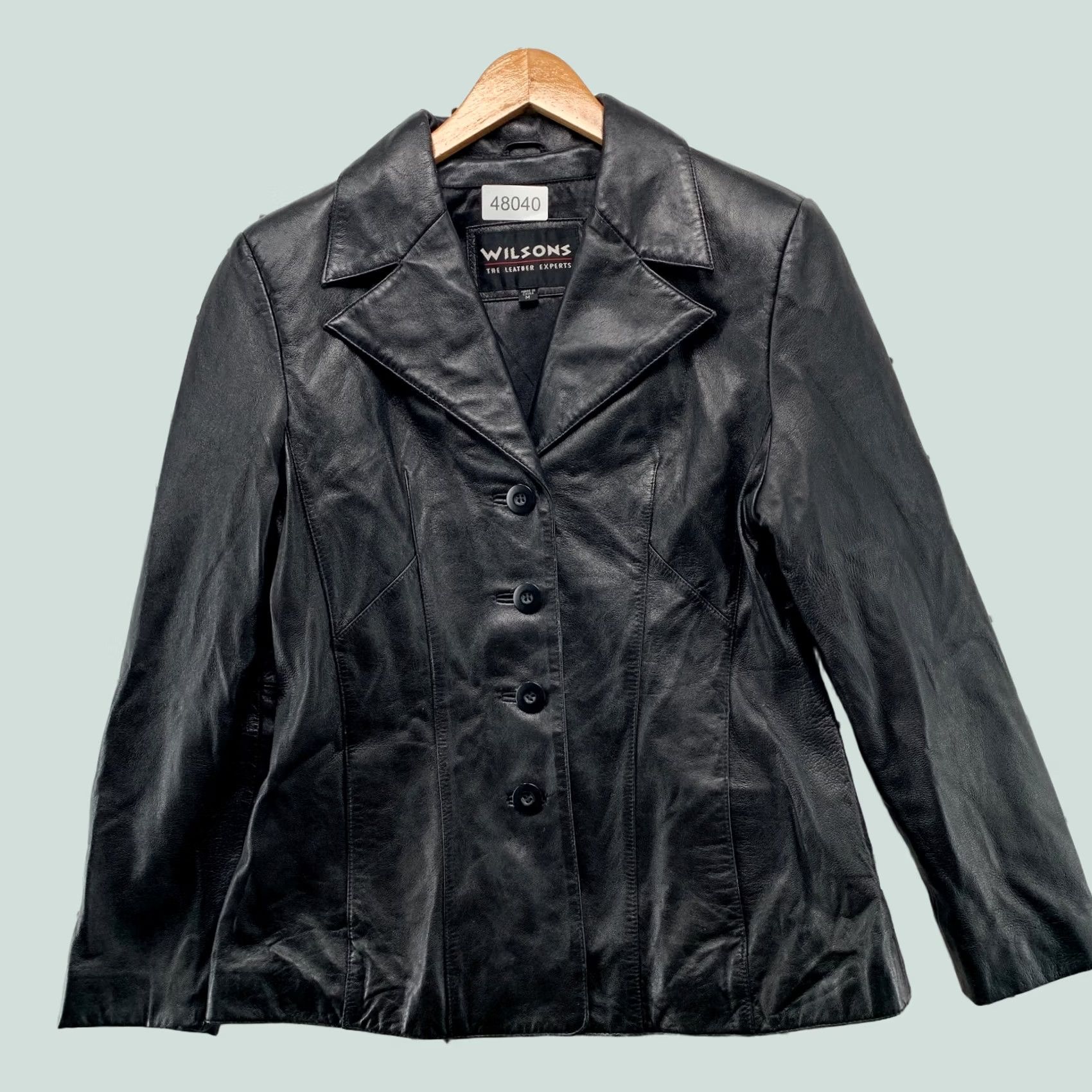 Wilson VINTAGE Wilson Leather Blazer Jacket Womens M Button Y2K Sports Coat Black Mid-Length Jacket Women Mens? Size M / US 6-8 / IT 42-44 - 1 Thumbnail