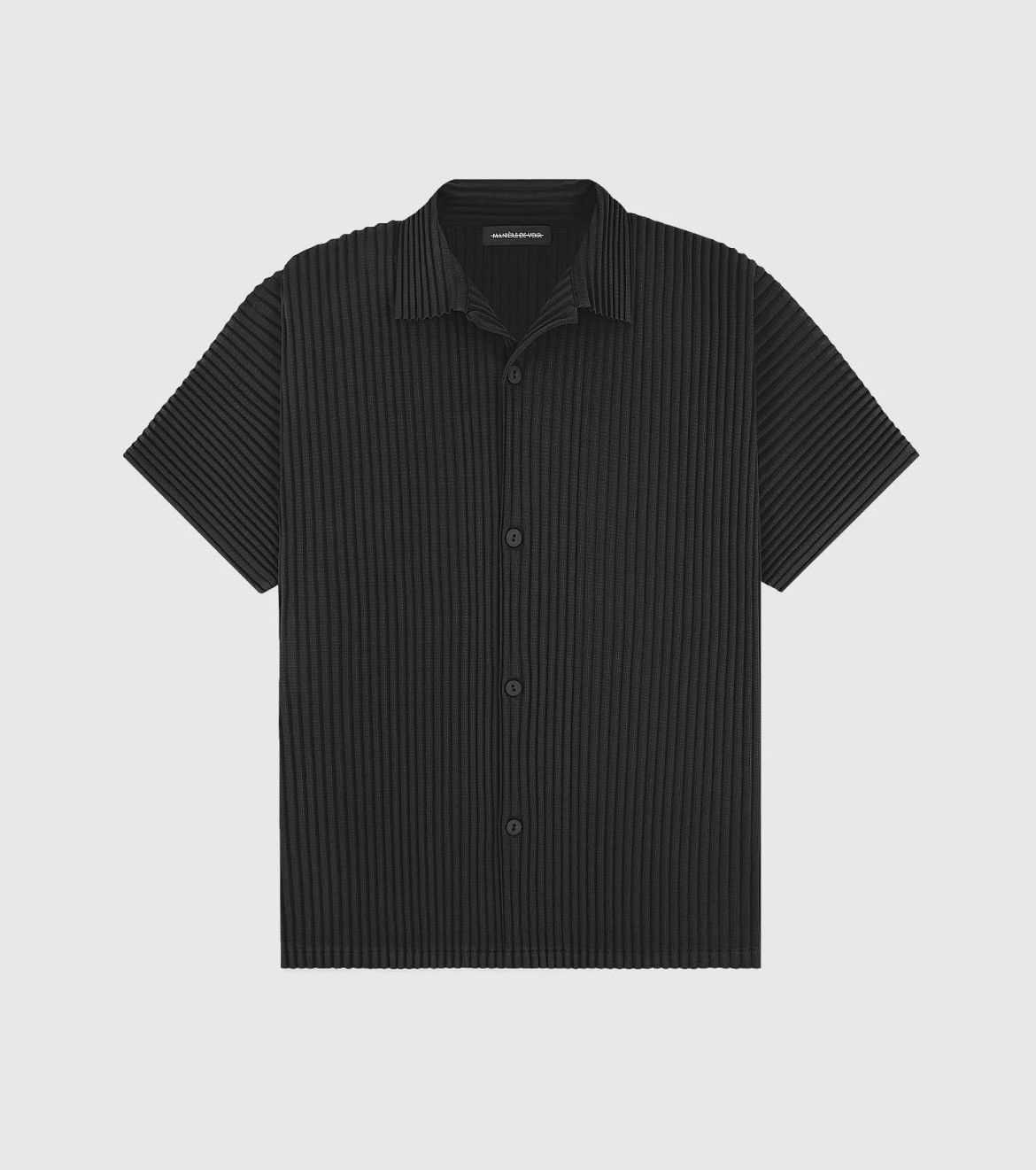 Maniere De Vior Maniere De Voir Black Pleated Button Shirt Size US L / EU 52-54 / 3 - 1 Thumbnail
