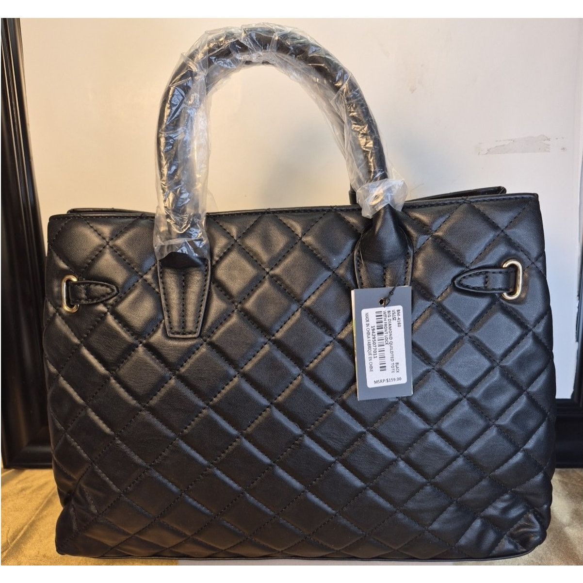 Badgley Mischka Badgley Mischka Studio Black Quilted Vegan Leather Handbag Size ONE SIZE - 2 Thumbnail