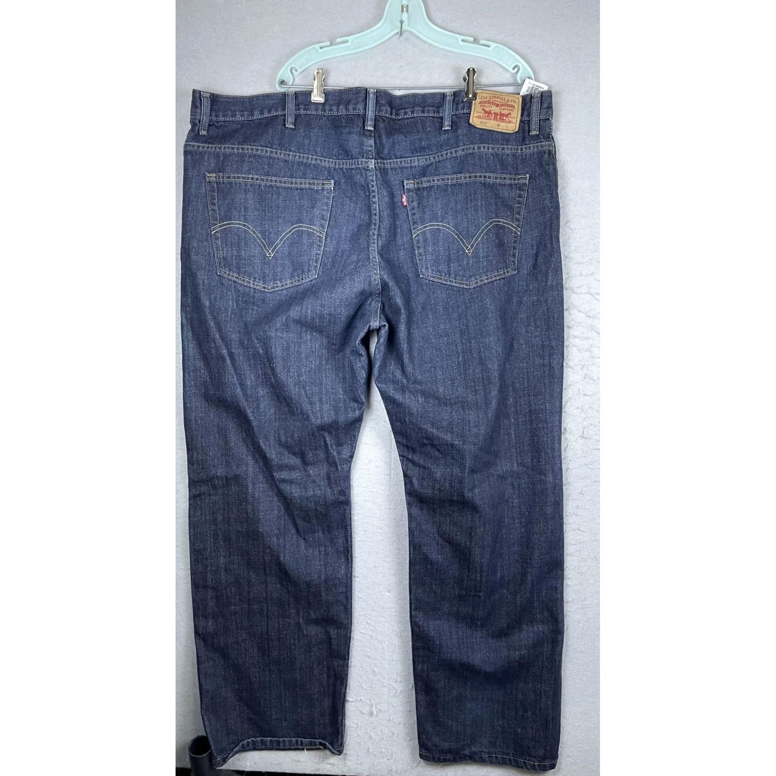 Levi's Levi's 559 Jeans Mens 47x30 Blue Dark Wash Relaxed Straight Denim Pants Size US 32 / EU 48 - 7 Thumbnail