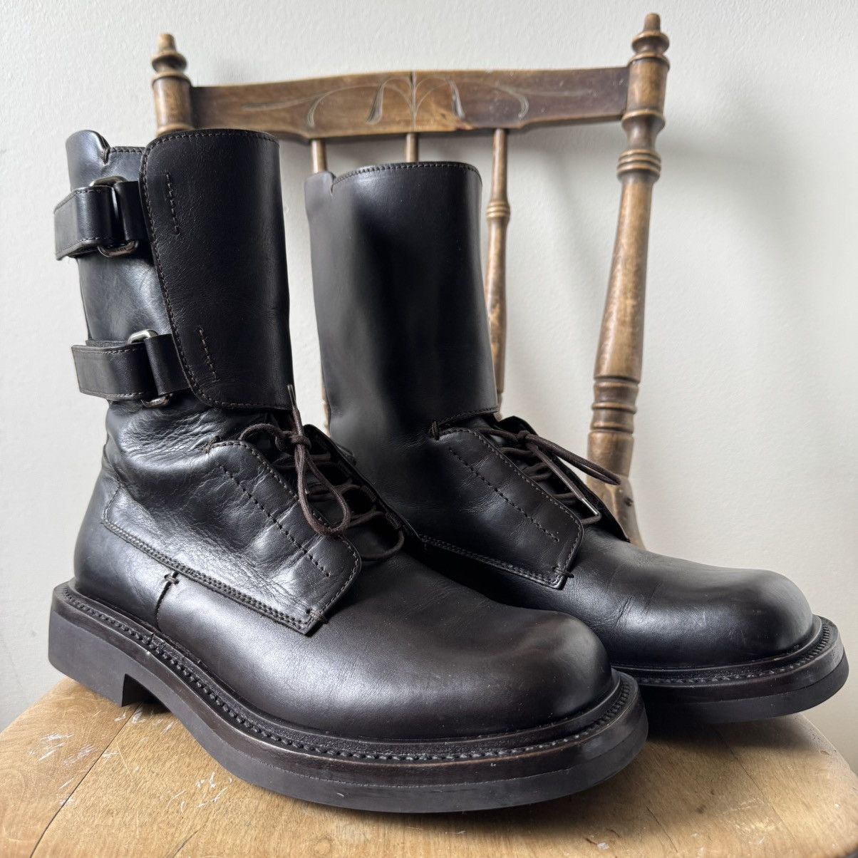 Prada Prada FW1999 Brown Army/Military Velcro Strap Leather Boots Size US 11 / EU 44 - 1 Thumbnail