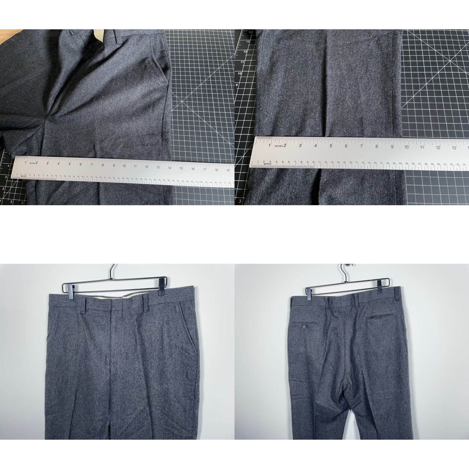 Vintage VINTAGE Wool Trousers Mens 38 x 28 Dark Gray Flat Front Pants Talon Zip Dress Pants Mens Size US 38 / EU 54 - 8 Thumbnail