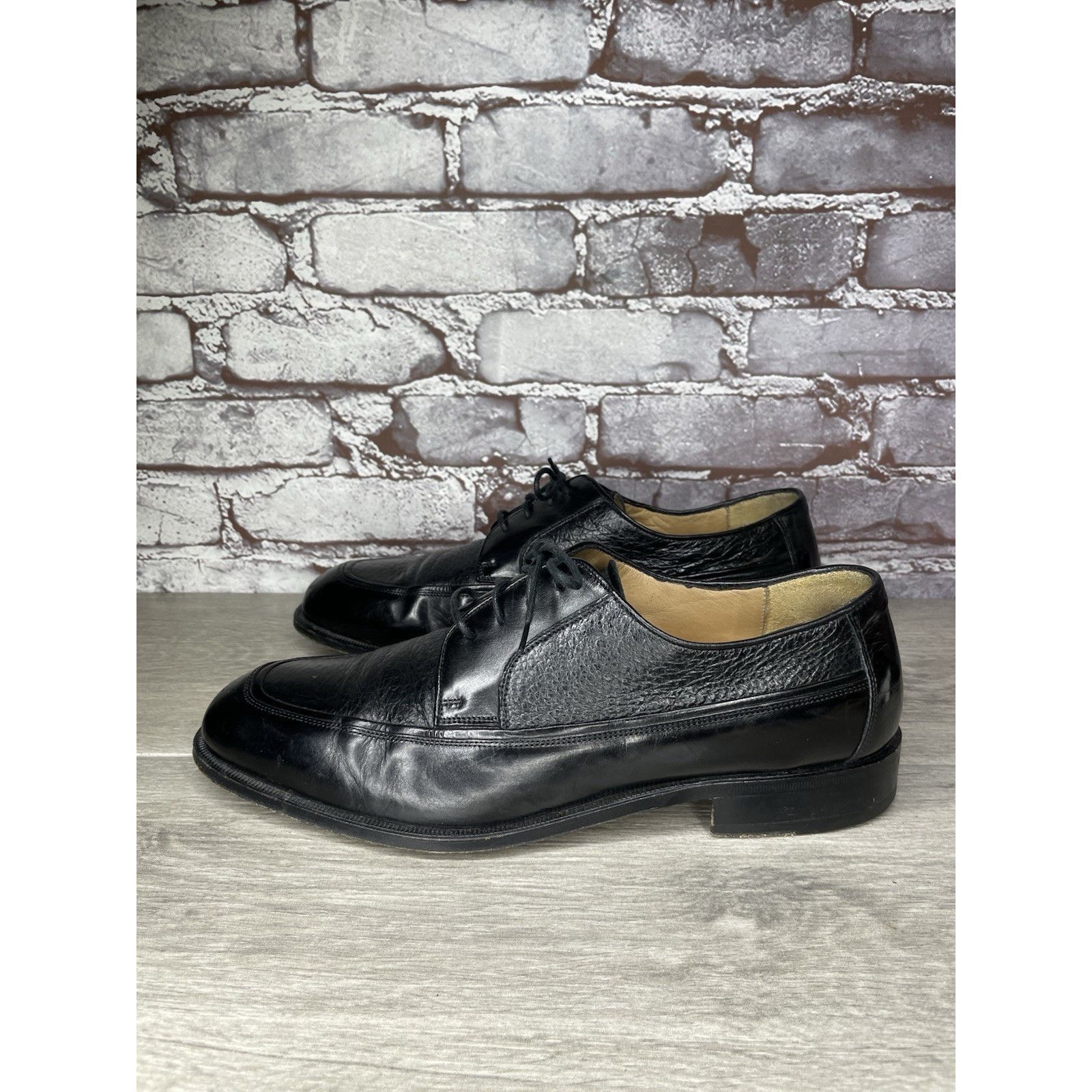 Johnston & Murphy Johnston & Murphy Black Leather Square Toe Italy Dress Shoe Size US 10 / EU 43 - 13 Thumbnail