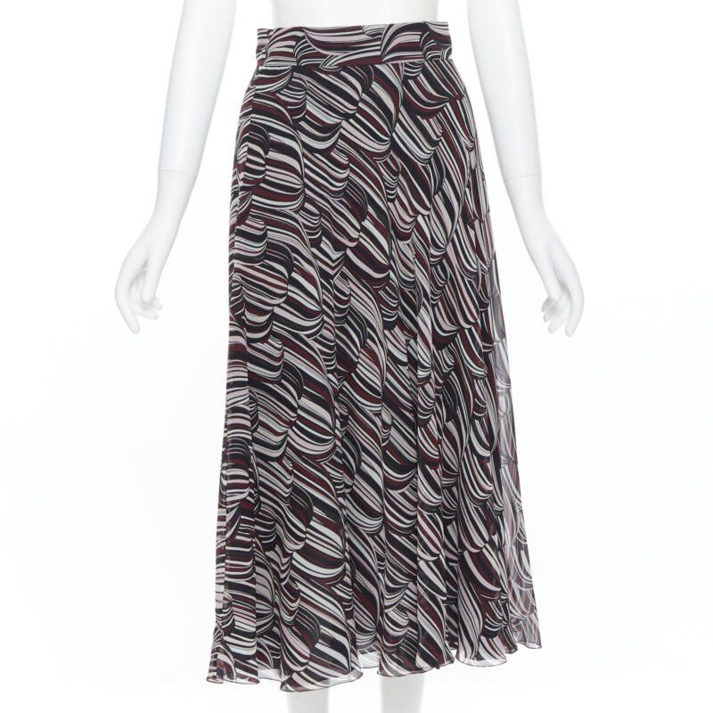 Giambattista Valli GIAMBATTISTA VALLI black red tropical pattern 100% silk midi skirt IT38 XS Size 26" / US 2 / IT 38 - 1 Thumbnail