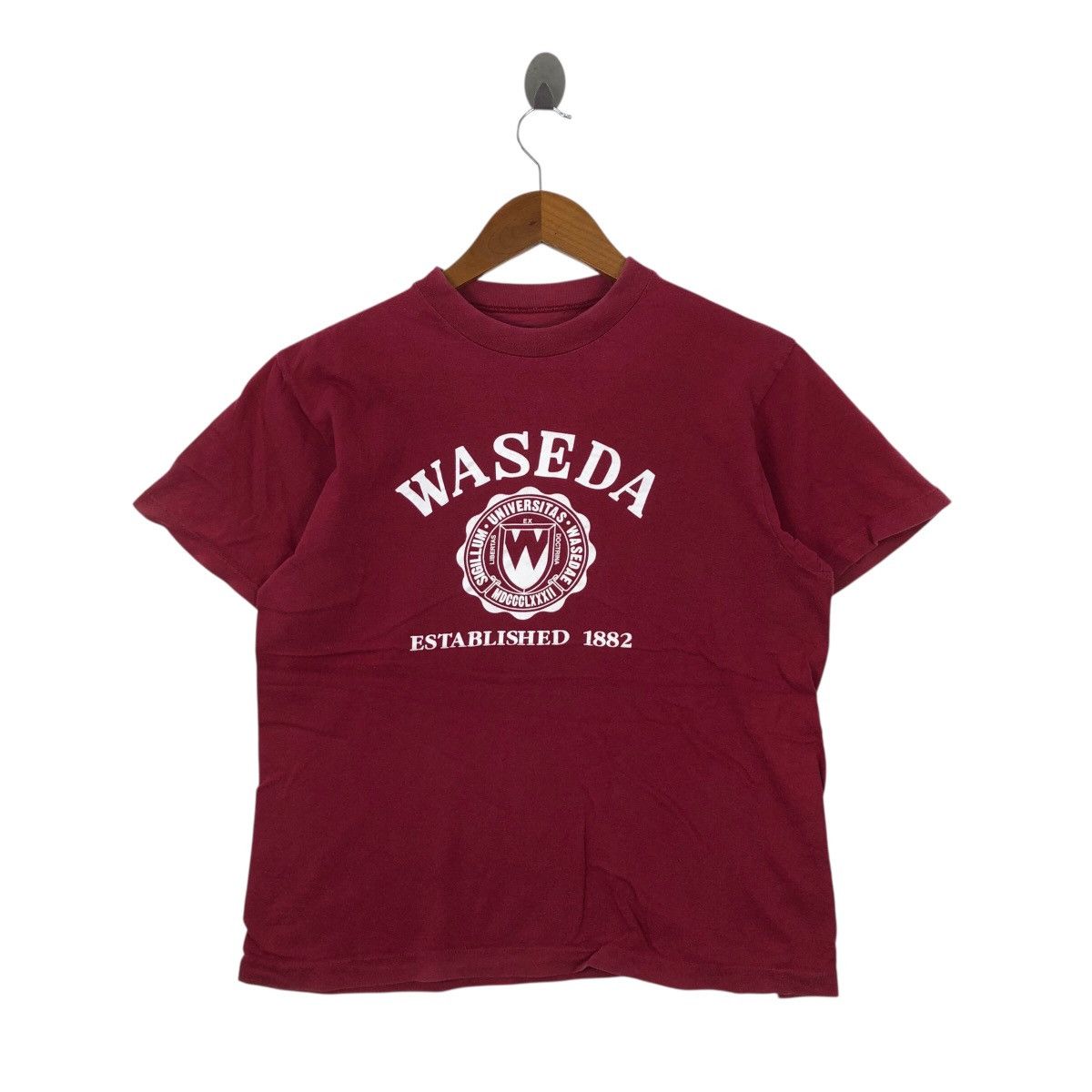 Vintage Vintage 90s Sigillum Universitas WASEDA T-Shirt Collegiate Size US S / EU 44-46 / 1 - 1 Thumbnail