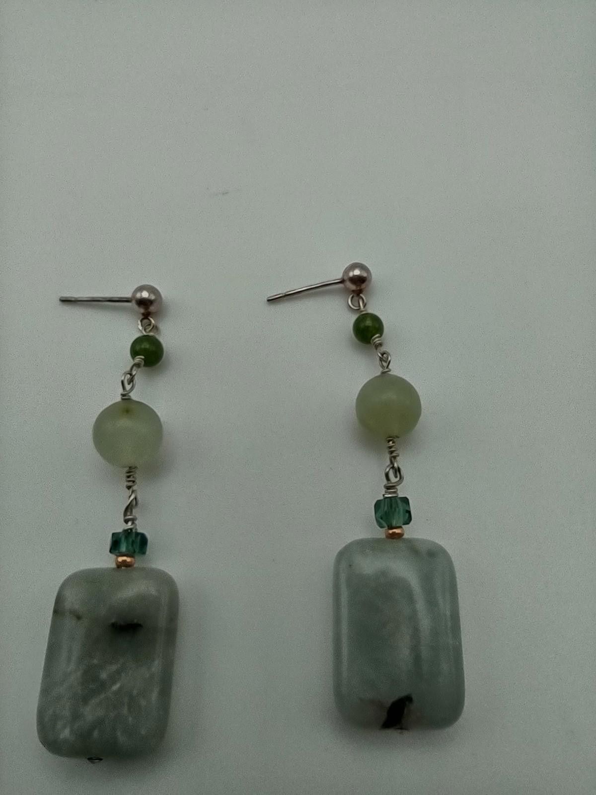 The Unbranded Brand Sterling Silver Green Stone Dangle Earrings Artisan Natural Size ONE SIZE - 2 Thumbnail