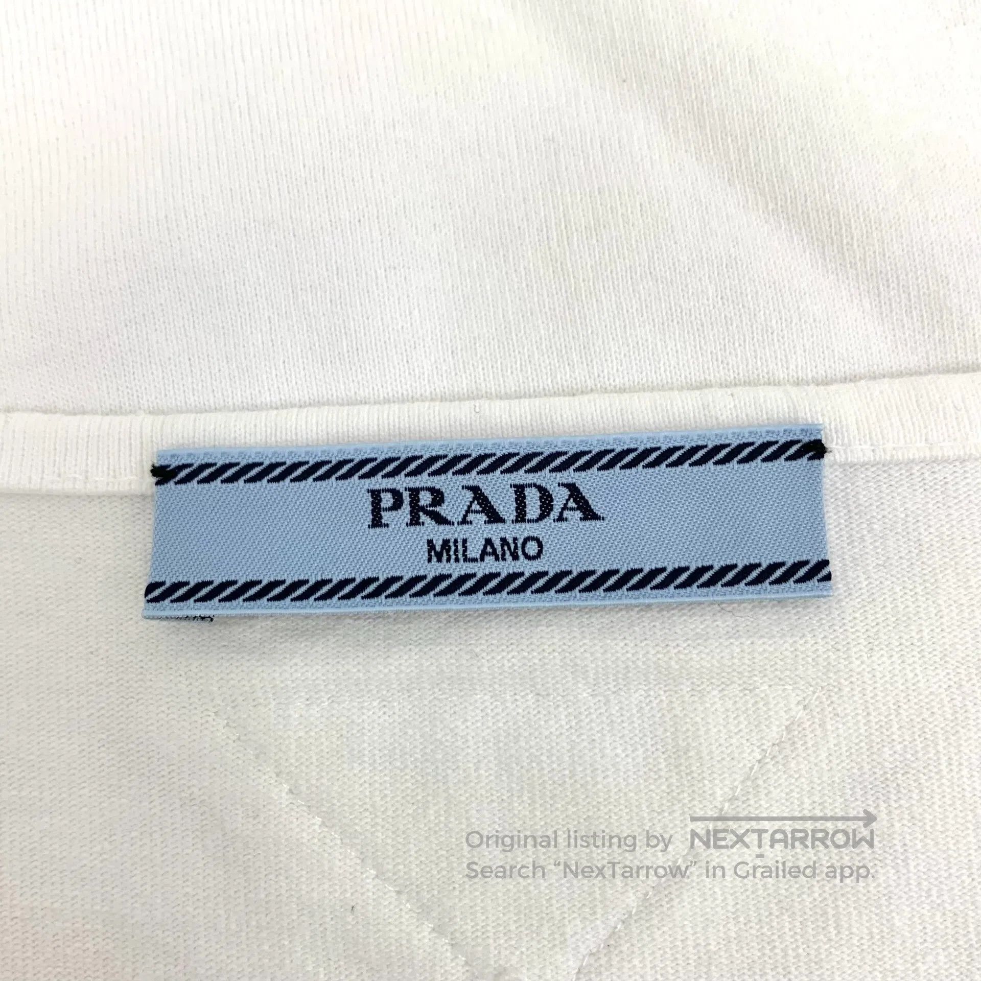Prada Prada White Logo Letter Embossed Cotton Round Neck Long Sl Size US S / EU 44-46 / 1 - 5 Thumbnail