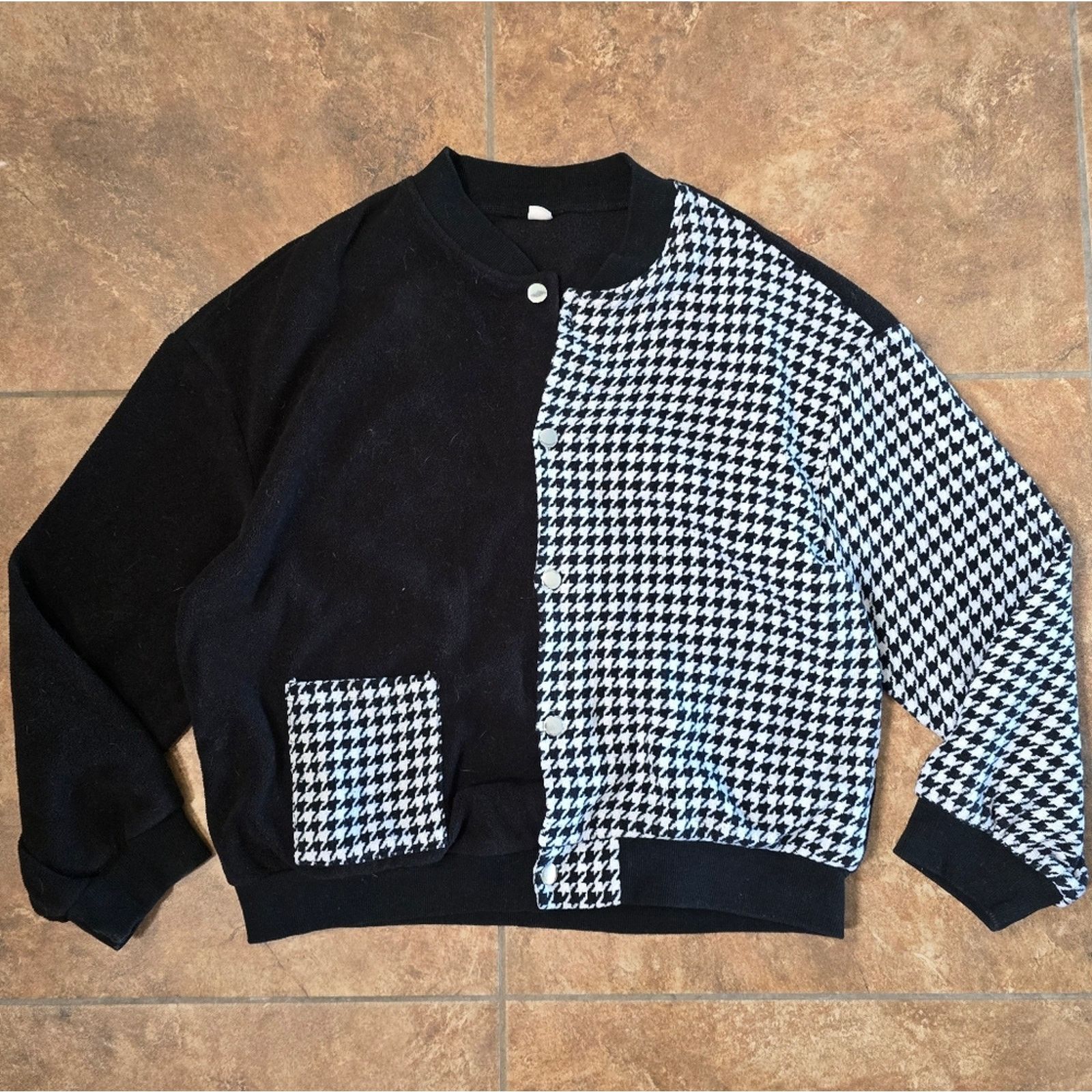 Shein Black Houndstooth | SHEIN | Sweater Jacket Size XL / US 12-14 / IT 48-50 - 1 Thumbnail