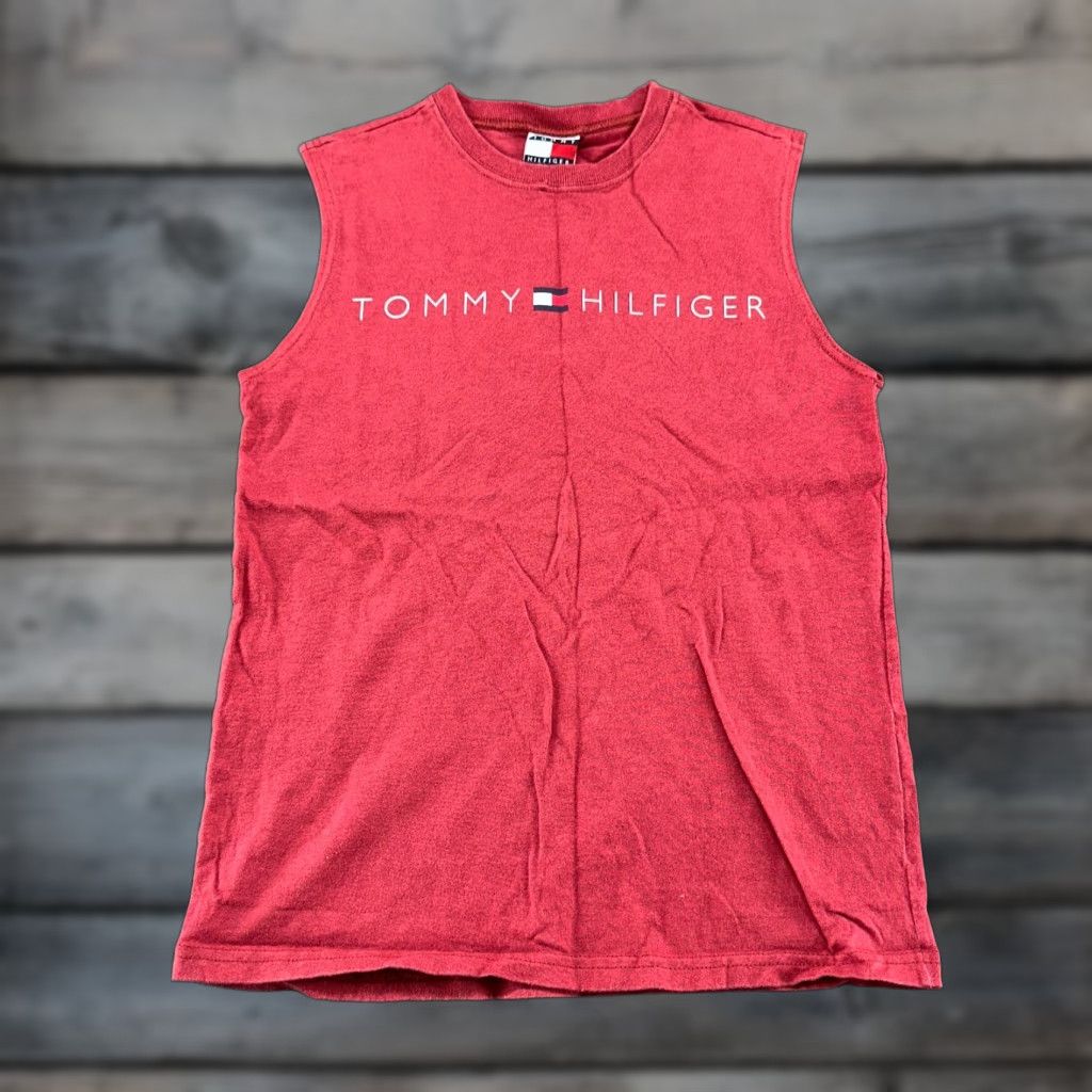 Tommy Hilfiger VINTAGE Tommy Hilfiger Shirt Women S Red Sleeveless Cotton 90s 90s Flag Tank Top T-Shirt Size S / US 4 / IT 40 - 1 Thumbnail