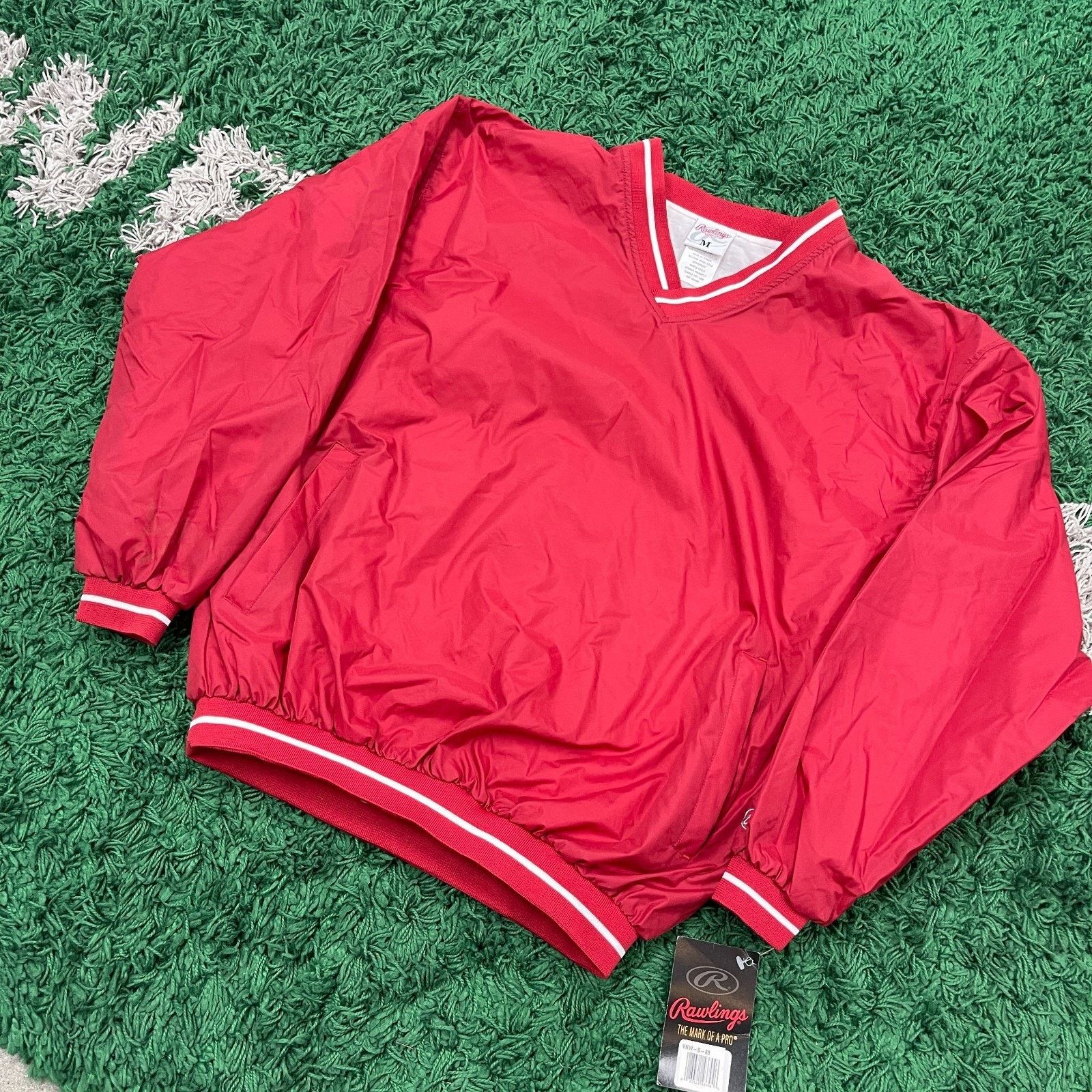 Vintage Vintage New Rawlings Pullover Warm Up Jacket Red Medium Size US M / EU 48-50 / 2 - 2 Thumbnail