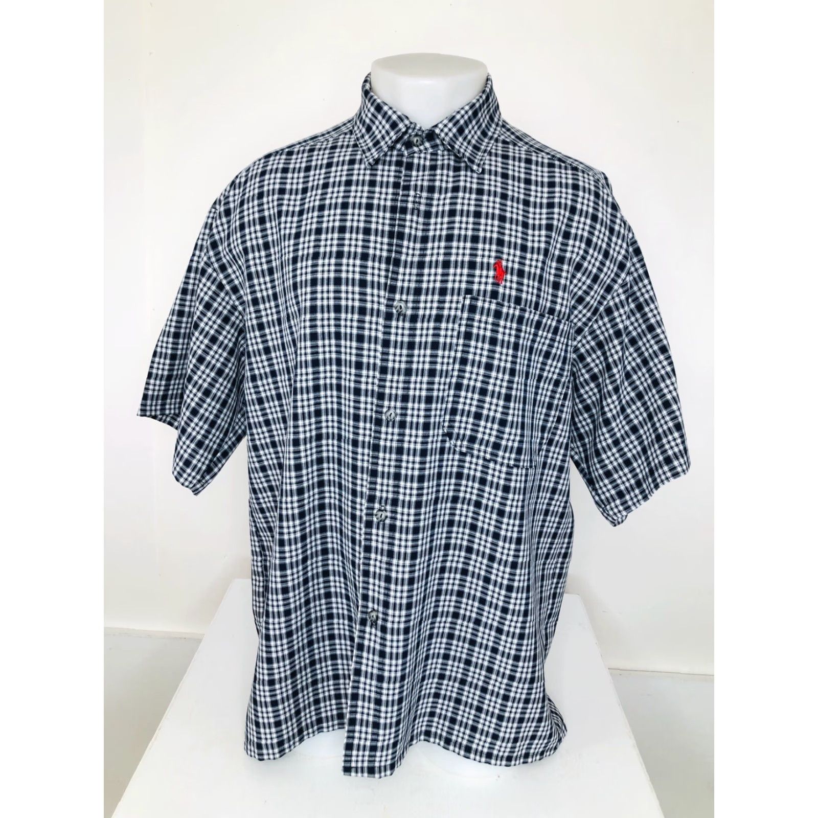 Ralph Lauren VINTAGE Polo / Ralph Lauren Plaid Embroidered Made in USA XL Shirt Mens Short Sleeve Blue / Brown / Red USA Embo Shirt XL Size US XL / EU 56 / 4 - 2 Thumbnail