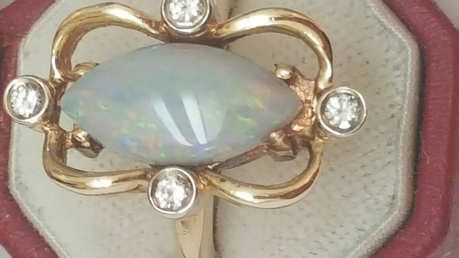 Other Antique 3.20ct Diamonds Australian Opal 14k Y/ Gold Ring Size ONE SIZE - 4 Thumbnail