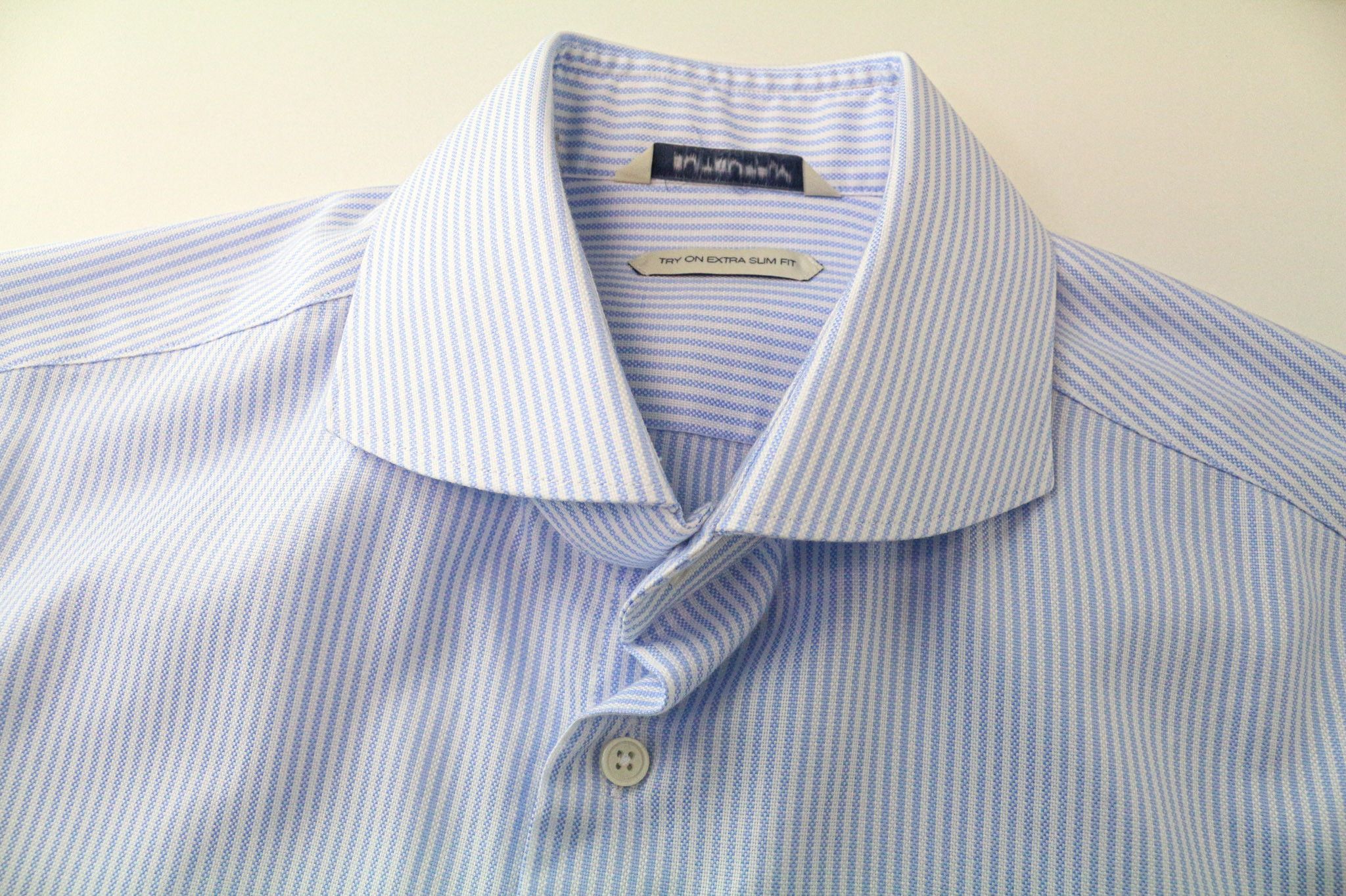 Suitsupply 39L/15 1/2L Blue Cotton Extra Slim Striped Shirt 76430 Size 40L - 3 Thumbnail