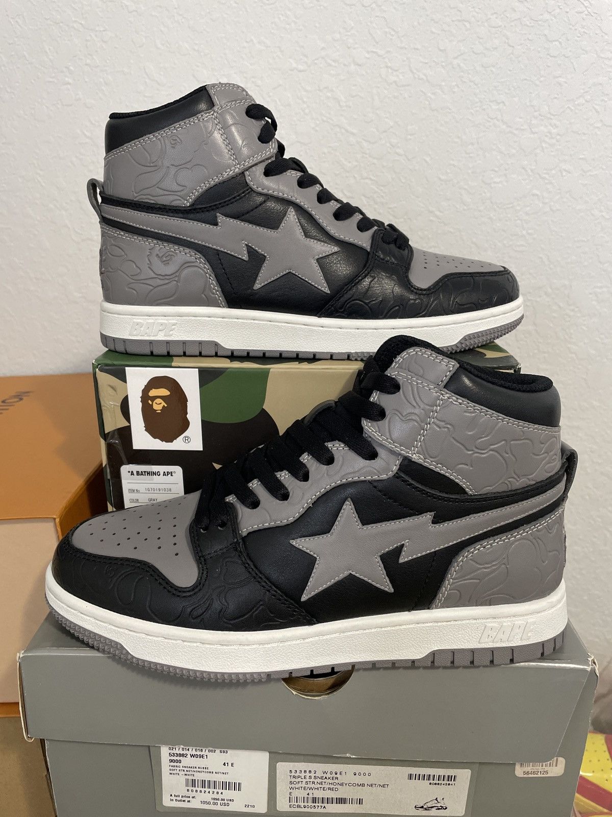 image of Bape Courtsta High Shadow Shoes in Grey, Men's (Size 7)