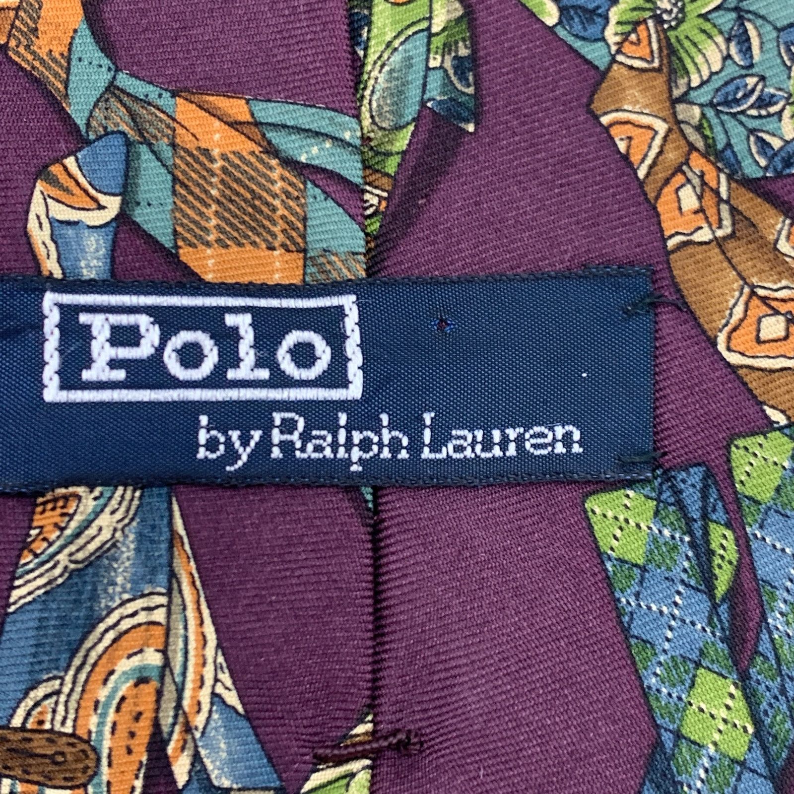 Polo Ralph Lauren × Vintage Polo Ralph Lauren Silk Tie 90s Necktie Print Burgundy Size ONE SIZE - 3 Thumbnail