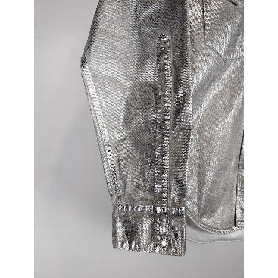 VTMNTS o1rshd1 Metallic Denim Shirt in Metallic Silver Size US M / EU 48-50 / 2 - 6 Thumbnail