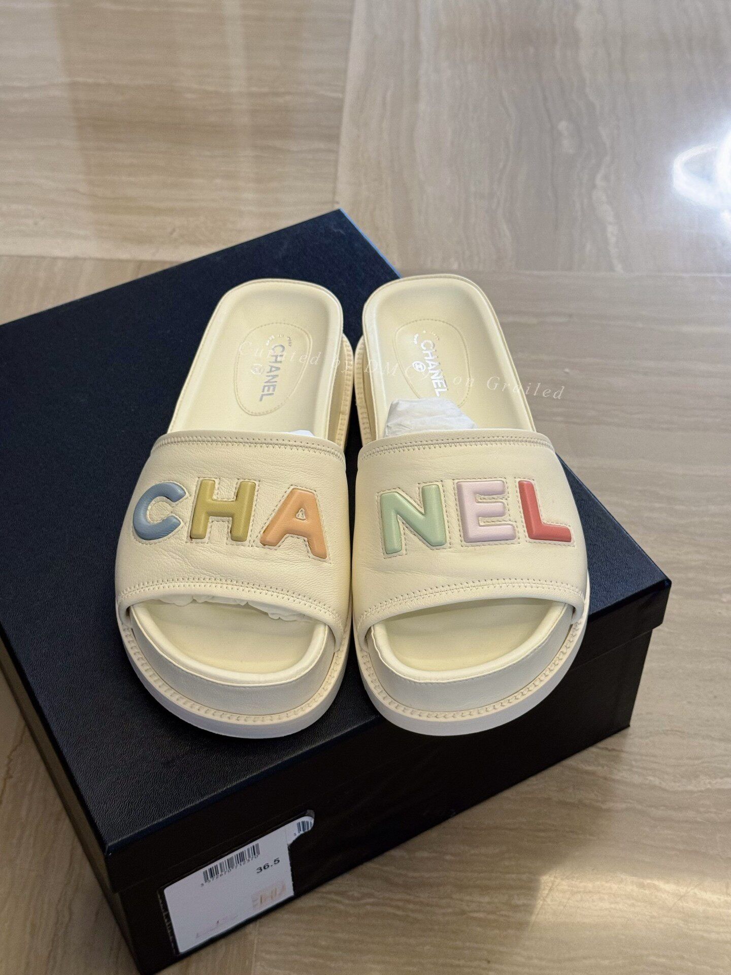 Chanel Chanel Women's Colorful Letter Slide Sandals Size US 5.5 / IT 35.5 - 1 Thumbnail