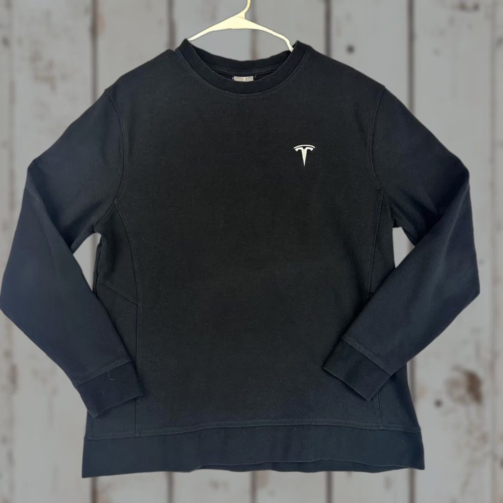 Logo 7 Tesla Sweater Mens Large Black Crewneck Pullover Logo Long Sleeve Casual Top Size US M / EU 48-50 / 2 - 1 Thumbnail