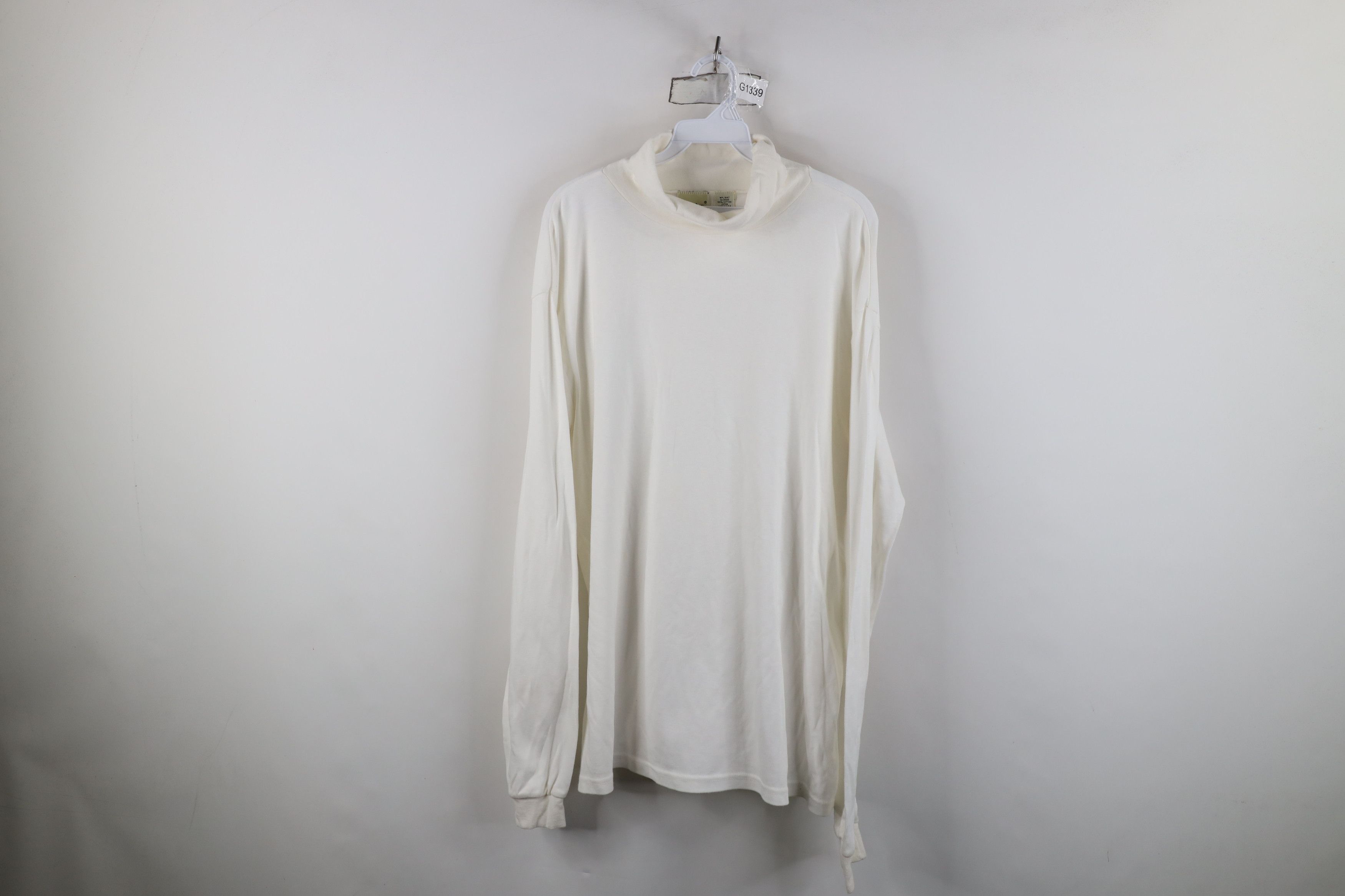Eddie Bauer Vintage 90s Eddie Bauer Cotton Turtleneck T-Shirt White USA Size US XL / EU 56 / 4 - 1 Thumbnail