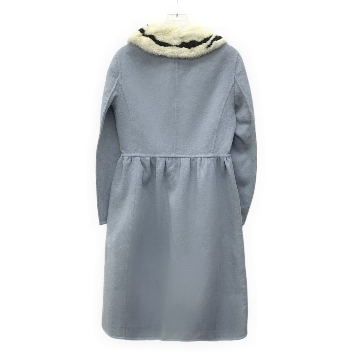 Fendi Fendi light blue wool fur collar single-breasted coat Size S / US 4 / IT 40 - 2 Thumbnail