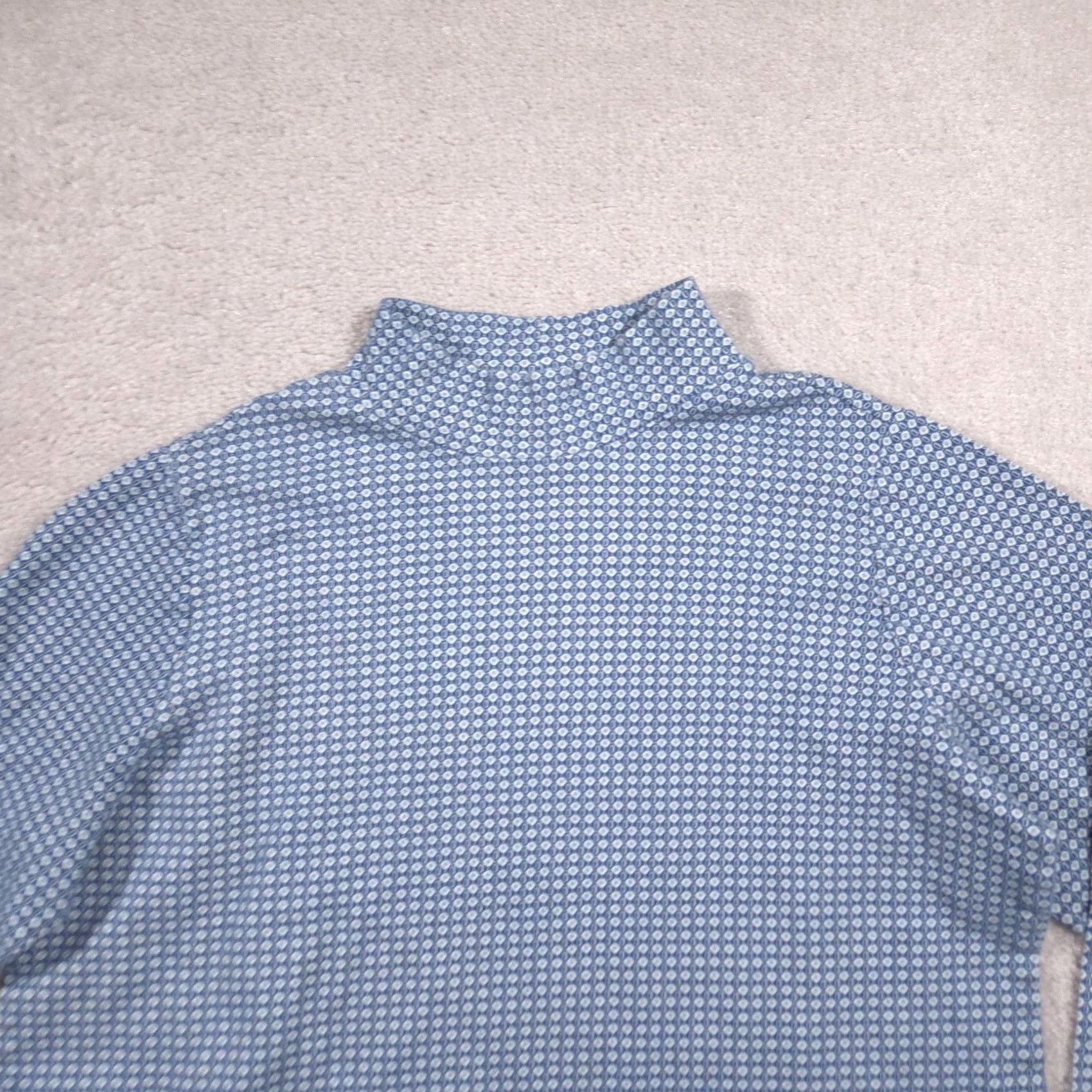 Croft & Barrow Croft & Barrow Womens Plus Size Mock Neck Blue Geometric Tee - 1X Cotton Jersey - Fall Casual Wear Size XL / US 12-14 / IT 48-50 - 3 Thumbnail