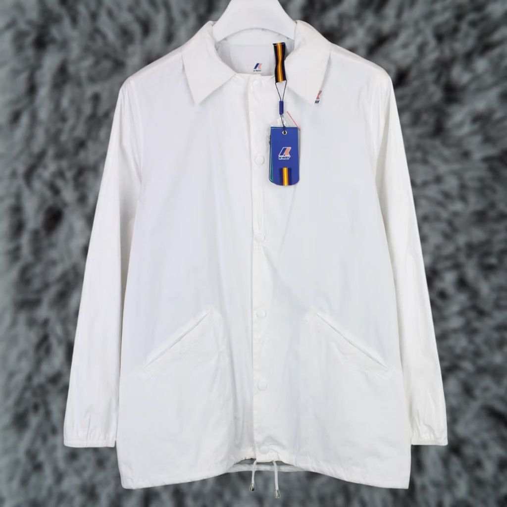 K-Way K-Way Raoul Jersey Jacket Men's MEDIUM Snap Button Polo Collar White Thin Jacket Size US M / EU 48-50 / 2 - 1 Thumbnail