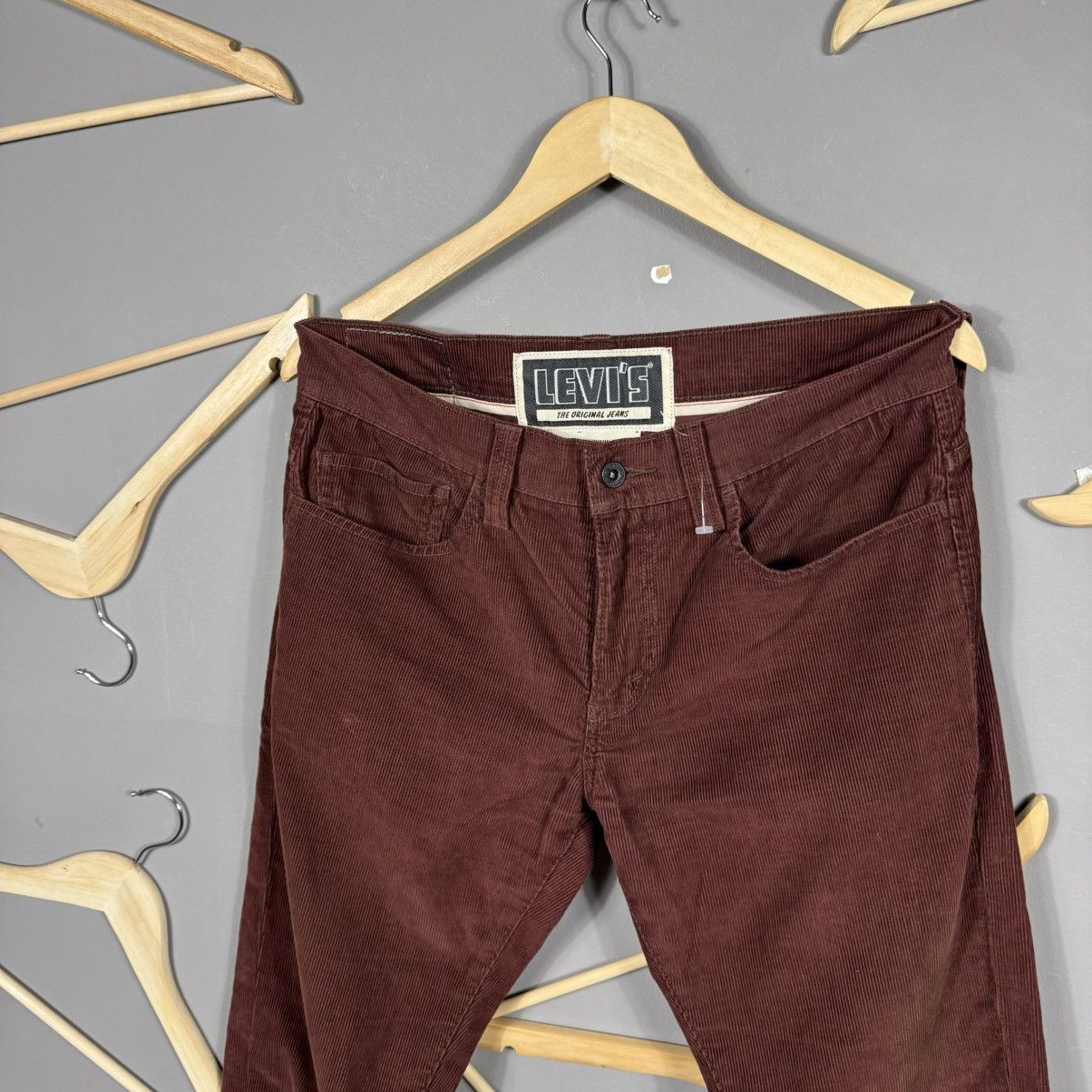 Levi's × Levi's Vintage Clothing Levis Velvet Burgundy Pants Size US 33 - 2 Thumbnail