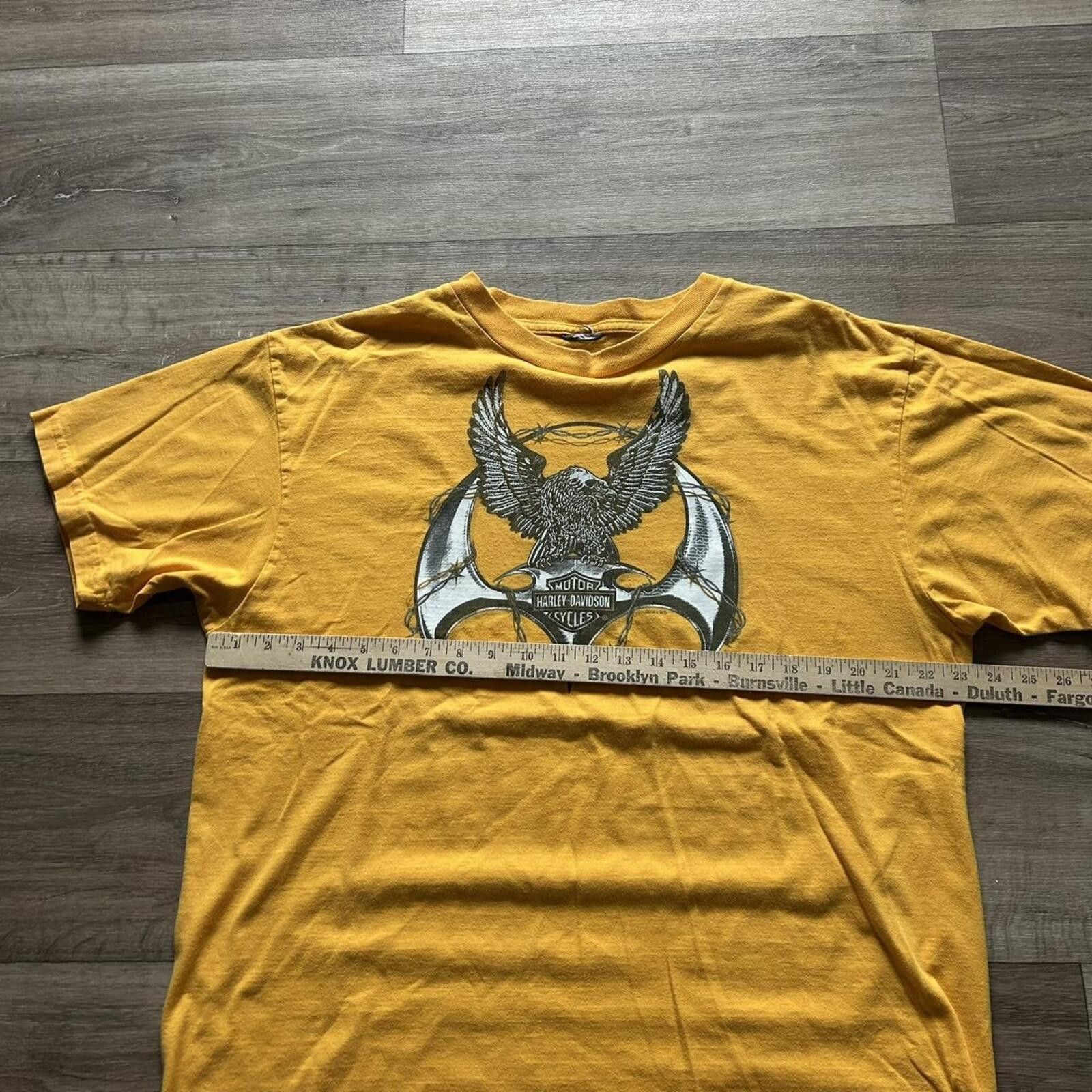 Harley Davidson Vintage y2k Harley Davidson yellow t-shirt with eagle design Size US L / EU 52-54 / 3 - 6 Thumbnail