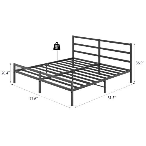 Designer × Homemade Metal Platform Bed frame with Headboard, Sturdy Metal Frame, Size US L / EU 52-54 / 3 - 4 Thumbnail