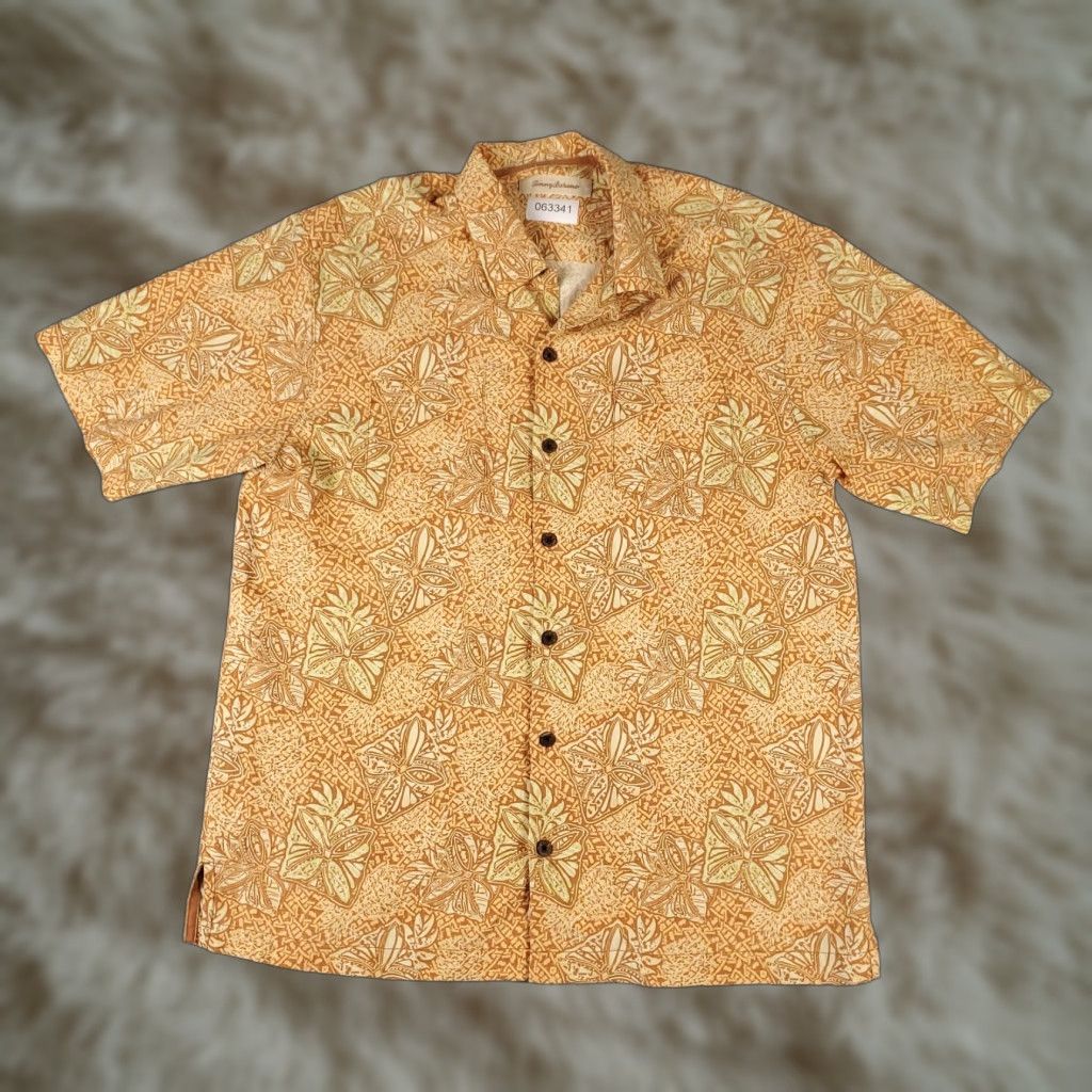 Tommy Bahama Tommy Bahama Silk Hawaiian Shirt Mens Medium Orange Floral Button-Up Size US M / EU 48-50 / 2 - 1 Thumbnail