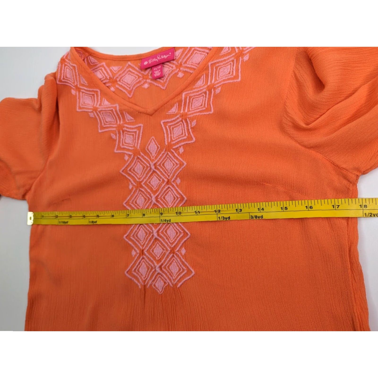 Lilly Pulitzer VINTAGE Lilly Pulitzer x Target Tunic Shirt 3/4 Sleeve Embroidered XS Womens Orange Coral Pink Size XS / US 0-2 / IT 36-38 - 7 Thumbnail