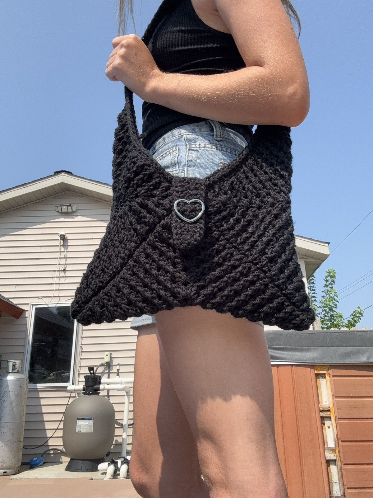 Handmade Crochet Original Black Purse Size ONE SIZE - 1 Thumbnail