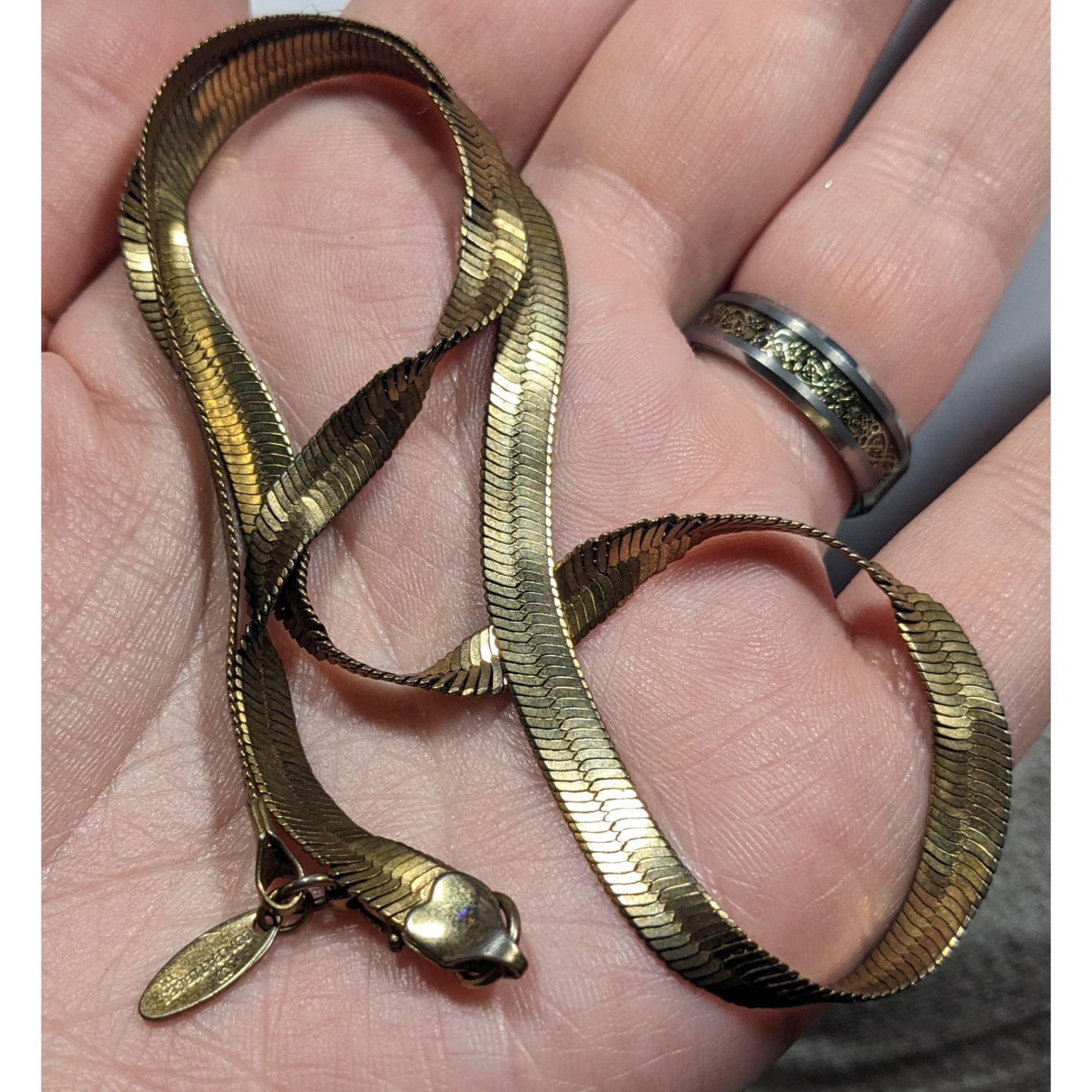 Other Vintage Compatibles Gold Tone Herringbone Chain Necklace Size ONE SIZE - 3 Thumbnail