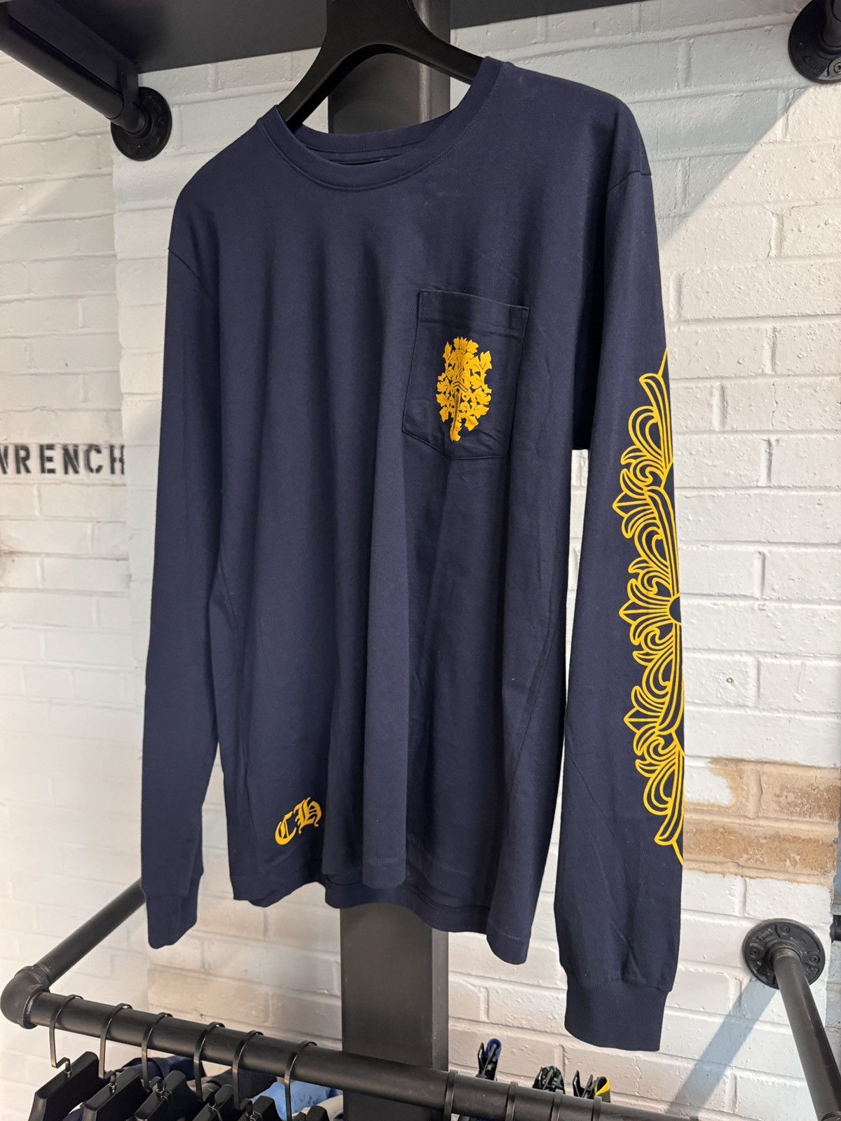 Chrome Hearts Chrome Hearts V89 Dagger Long Sleeve Navy Gold | Grailed