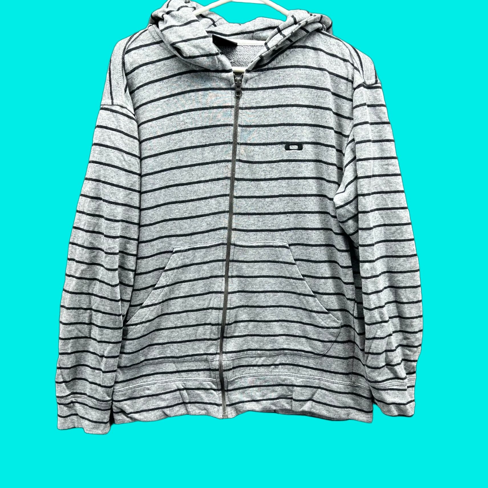 Oakley Oakley Hoodie Mens Medium Gray Full Zip Fleece Striped Jacket Cotton Sweater Size US M / EU 48-50 / 2 - 1 Thumbnail