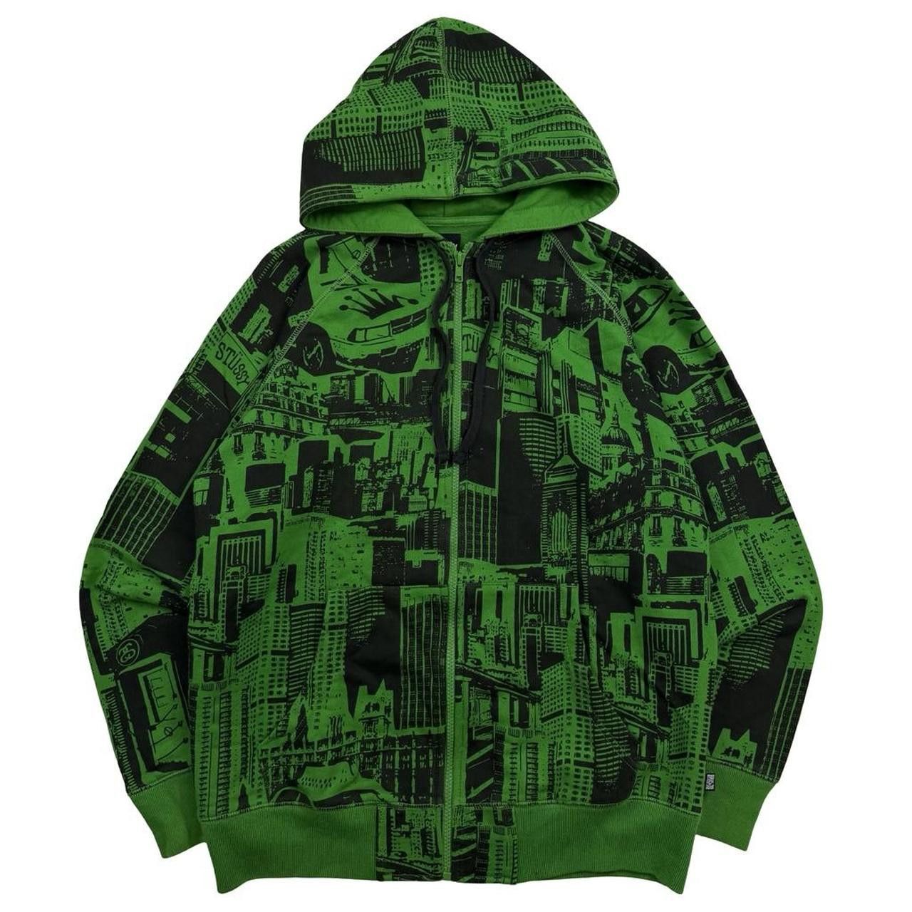 Stussy Vintage 2000s Stussy Green New York Zip Up Hoodie - Medium Size US M / EU 48-50 / 2 - 1 Thumbnail