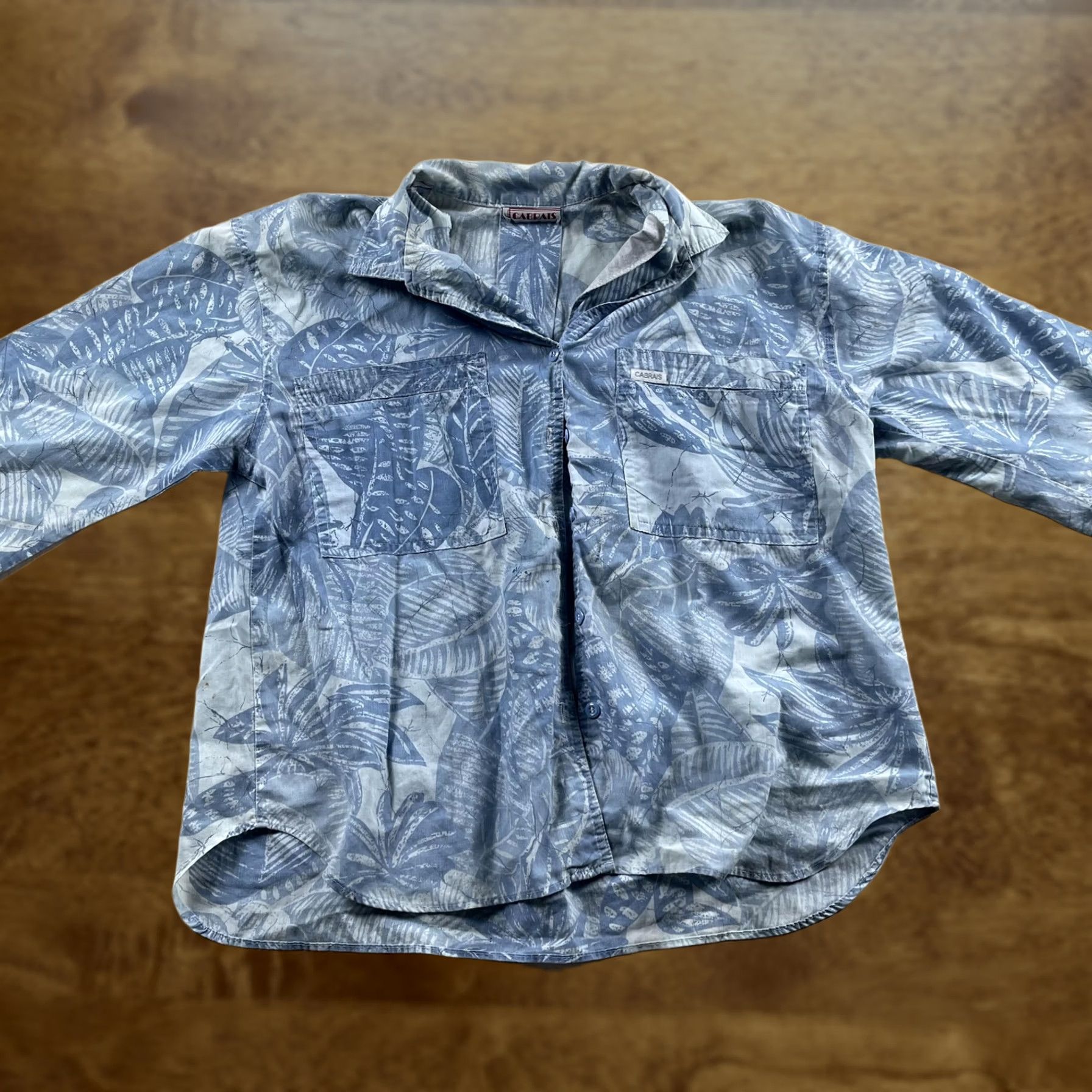 Vintage CABRAIS Shirt Mens XL Blue Floral Hawaiian Short Sleeve Button Up Tropical Beach Size US XL / EU 56 / 4 - 1 Thumbnail