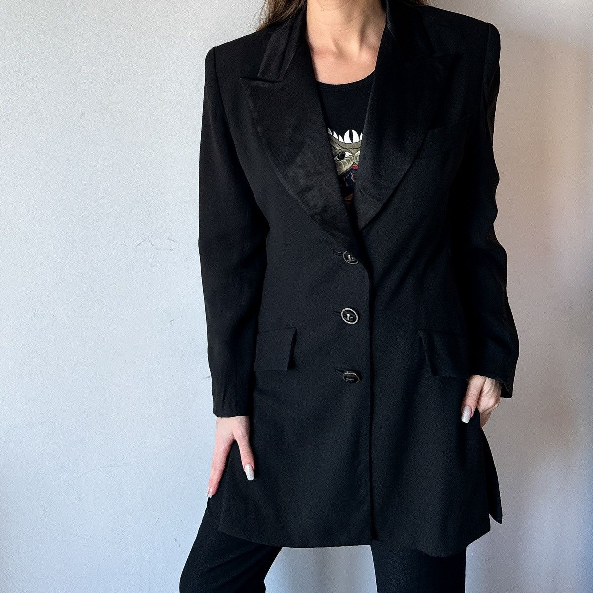 Designer × Jean-Louis Scherrer × Vintage Jean Louis Scherrer Boutique Paris Black Blazer 90's Size L / US 10 / IT 46 - 1 Thumbnail