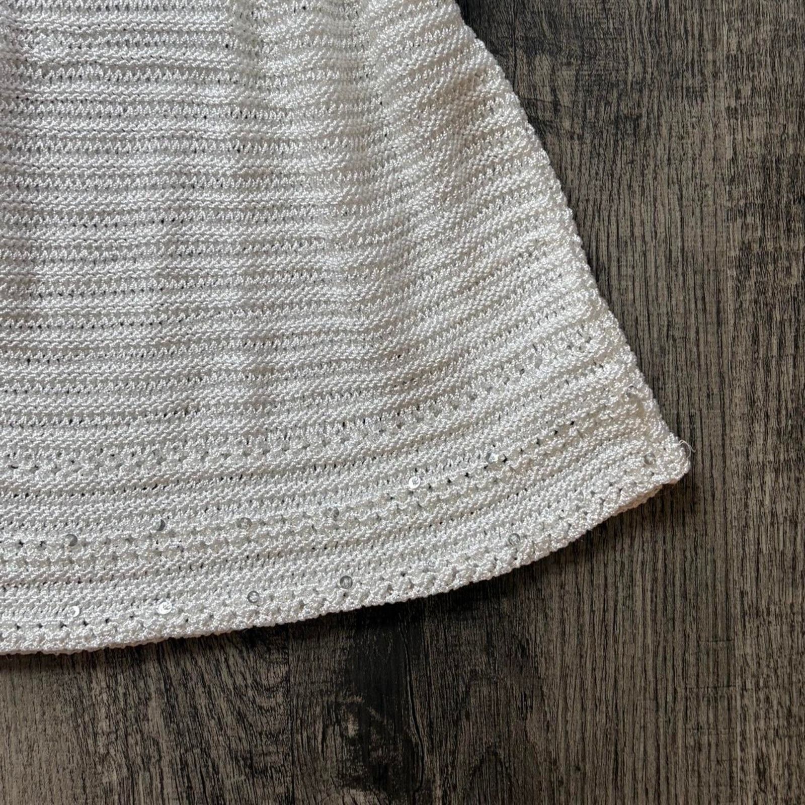 Other Chadwick's White Knit Top with Beaded Details - Size: M Size M / US 6-8 / IT 42-44 - 3 Thumbnail