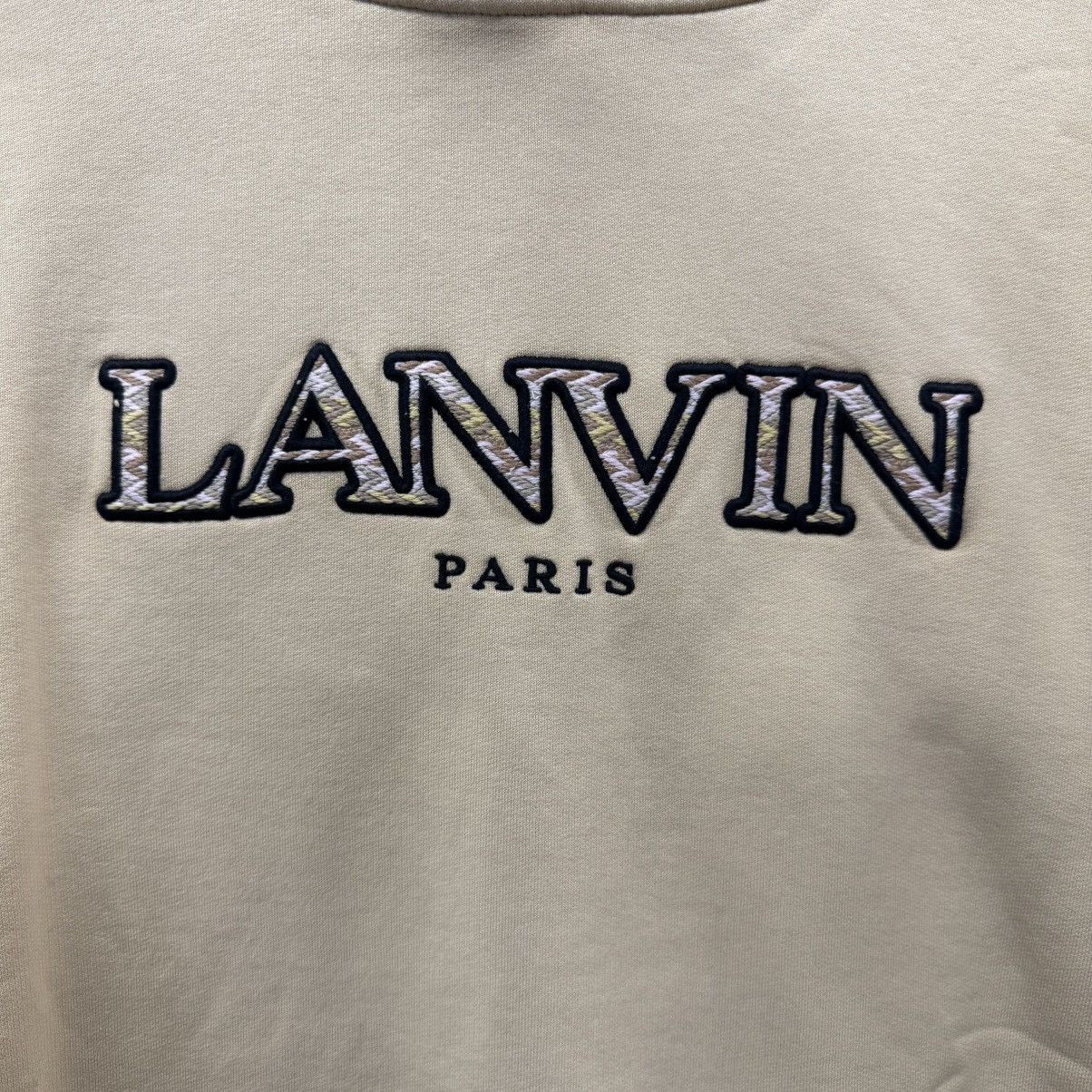 Lanvin Lanvin Logo Embroidered Drawstring Hoodie Sand Beige Size US L / EU 52-54 / 3 - 2 Thumbnail