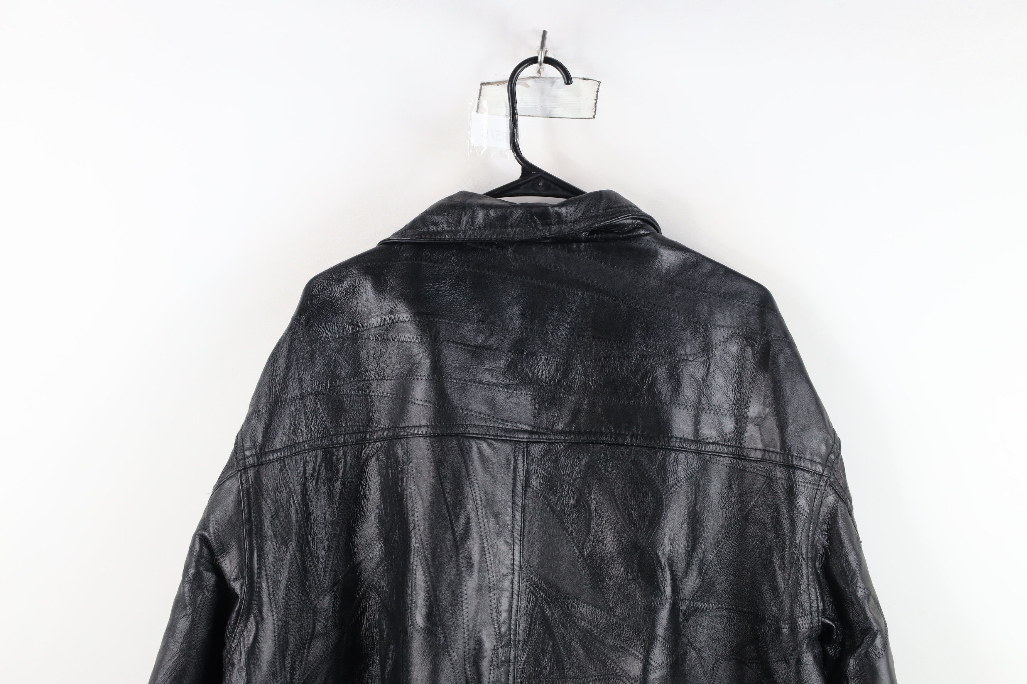 Vintage Vintage 90s Streetwear Patchwork Leather Bomber Jacket Black Size US XL / EU 56 / 4 - 13 Thumbnail