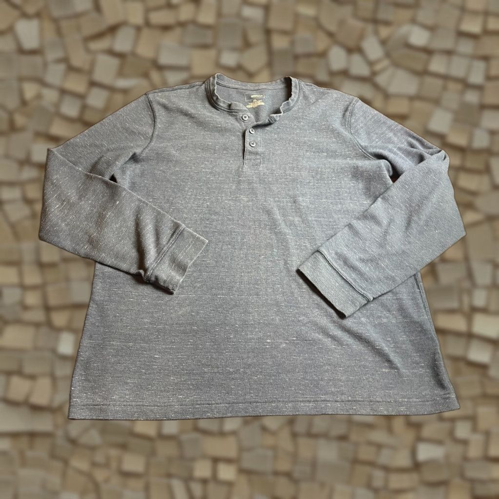 Vintage SONOMA Shirt Men's XL Blue Heather Long Sleeve Henley Micro Waffle Round Button-Up Regular Fall Sports Size US XL / EU 56 / 4 - 1 Thumbnail