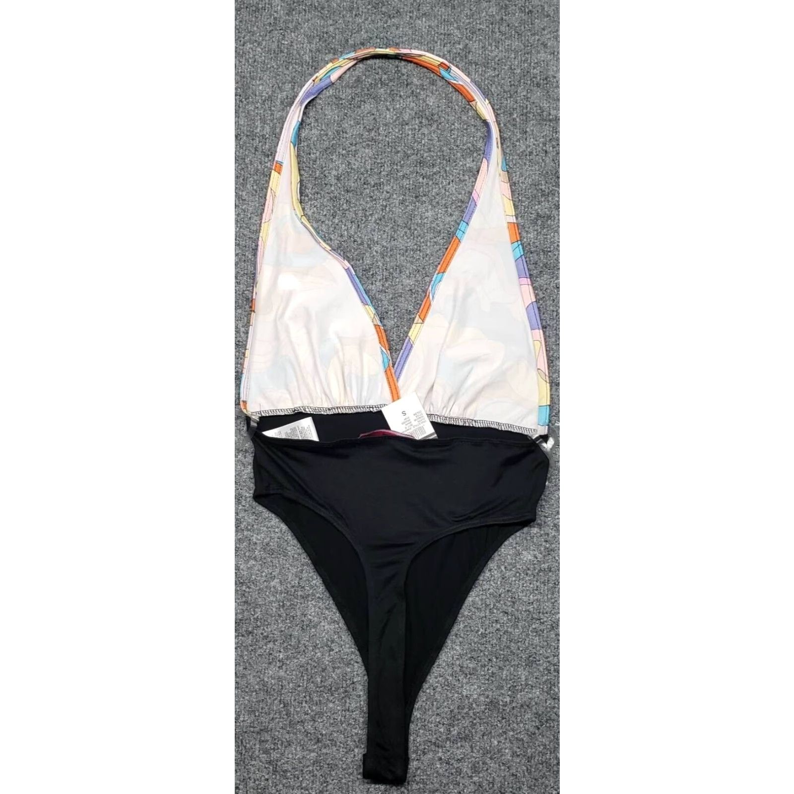 Almost Famous Almost Famous One Piece Swimsuit Womens S Multicolor Open Back Plunge Cheeky New Size ONE SIZE - 5 Thumbnail