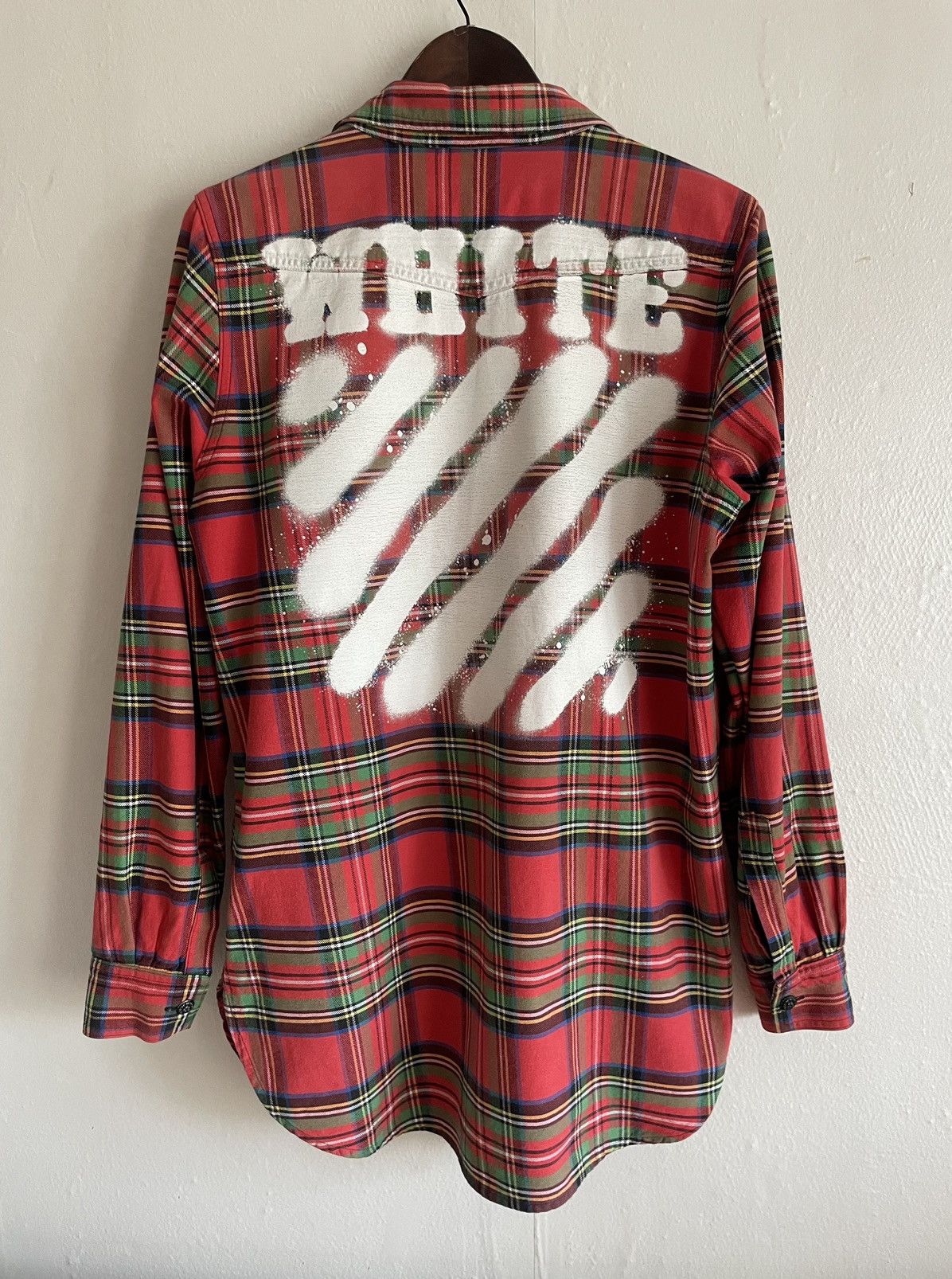 Off-White Off-White Diagonal Spray Check Flannel Overshirt Jacket ...