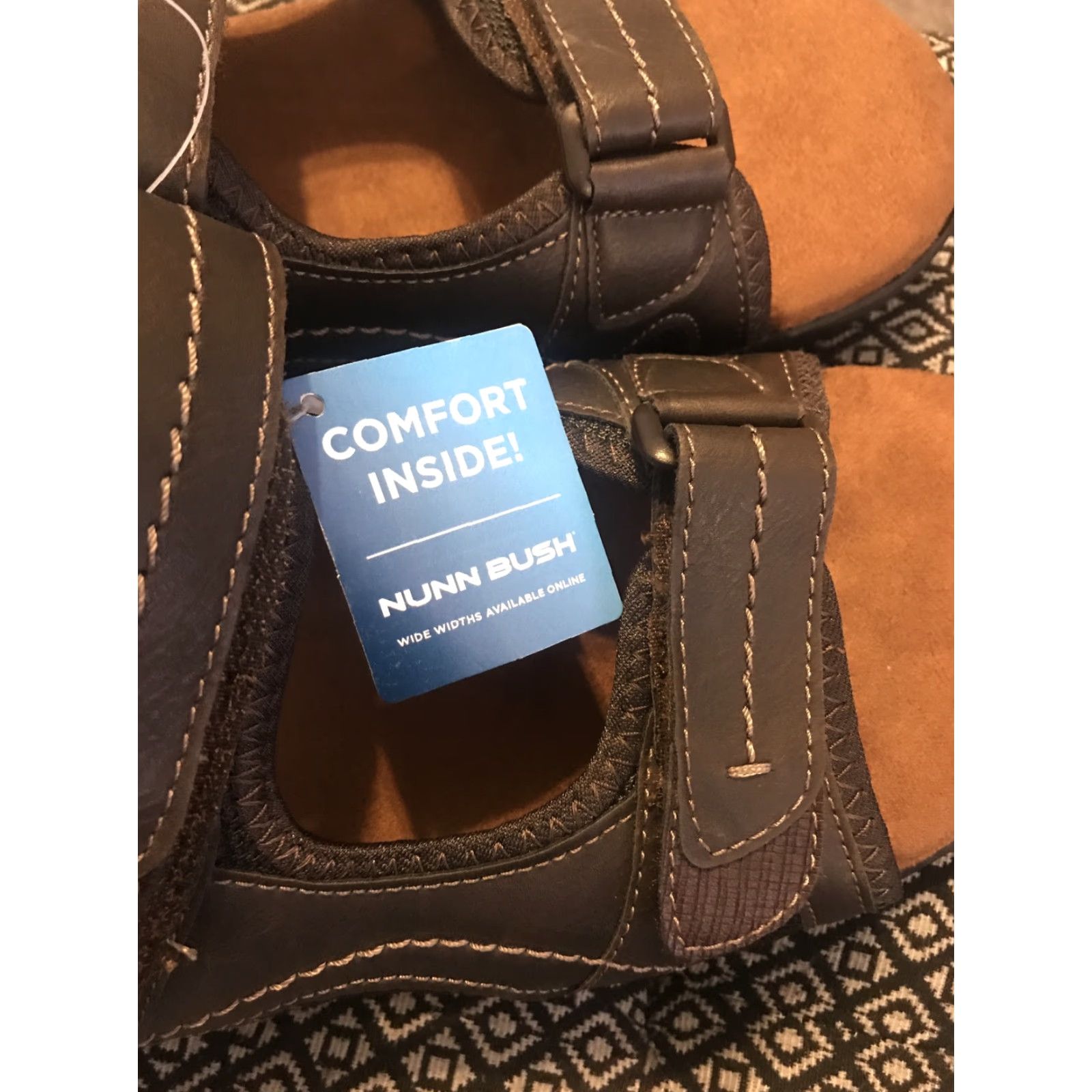 Nunn Bush Nunn Bush Mens Sandals Brown Leather Upper Straps 12M 84746-200 Comfort Strap Leather Outline Shoes Mens Size ONE SIZE - 2 Thumbnail