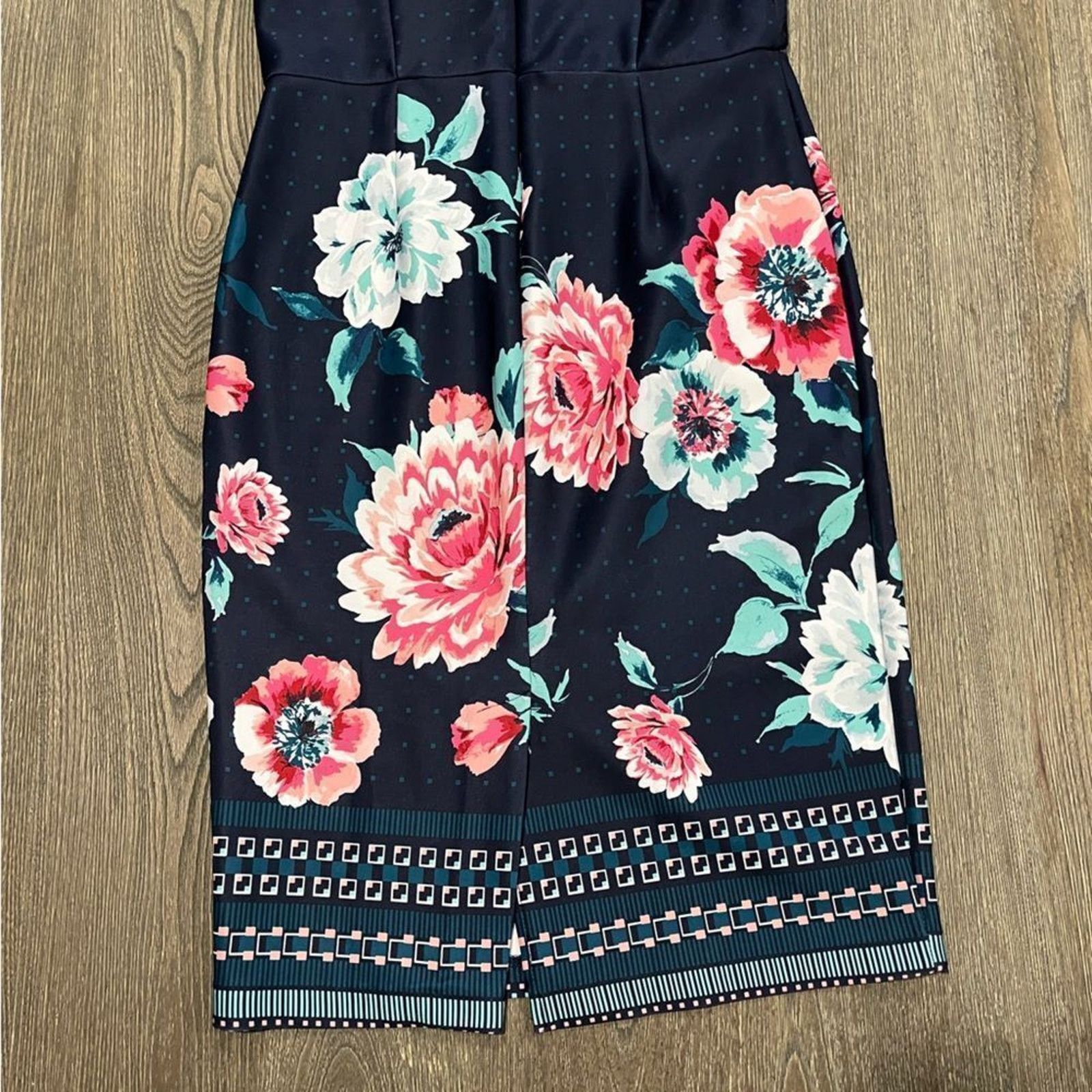 Vintage New York & Company Stretch Floral Sheath Dress Size M Size M / US 6-8 / IT 42-44 - 3 Thumbnail